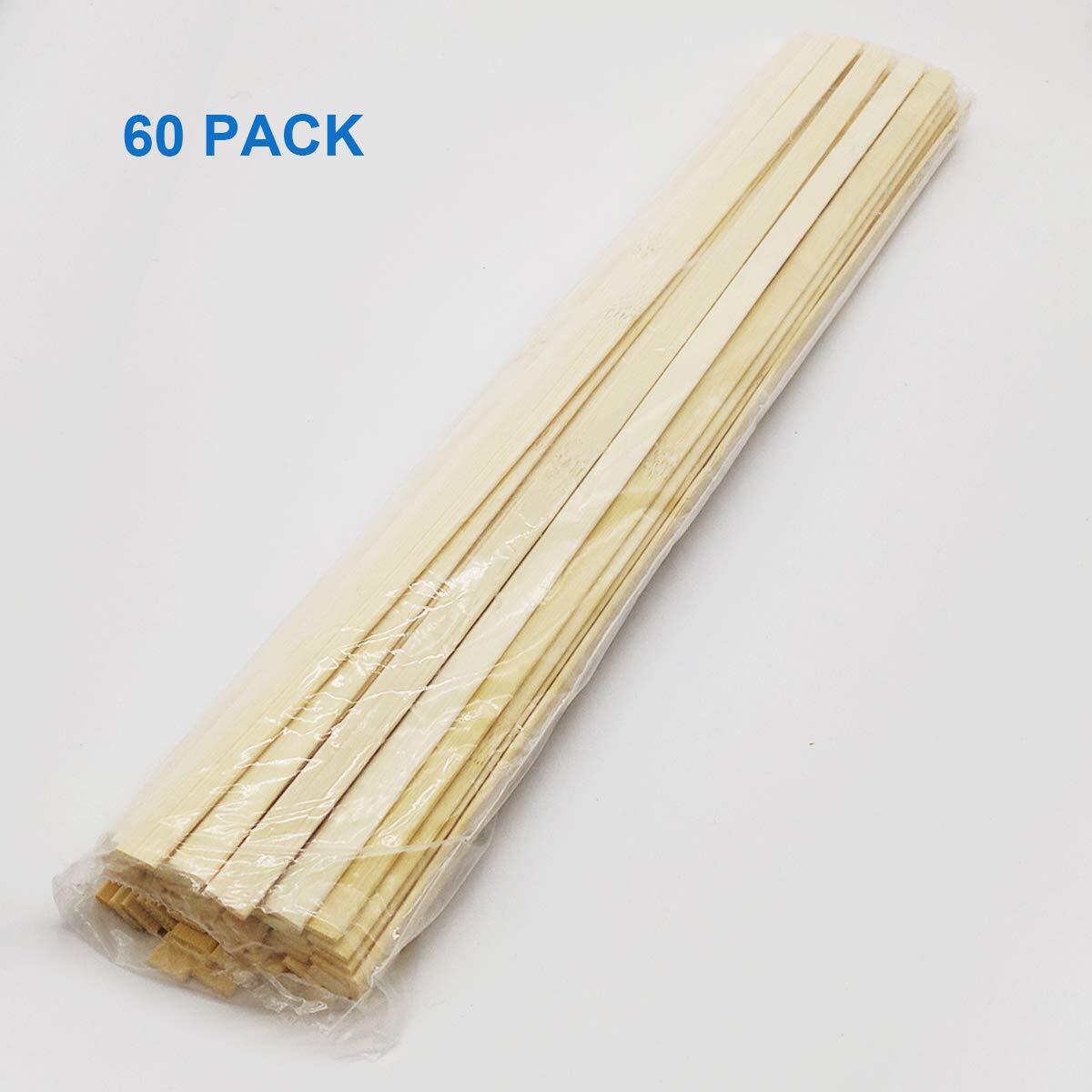 60 Pcs 15.7 Inch Strong Natural Bamboo Sticks, Wood Craft Sticks, Extra Long