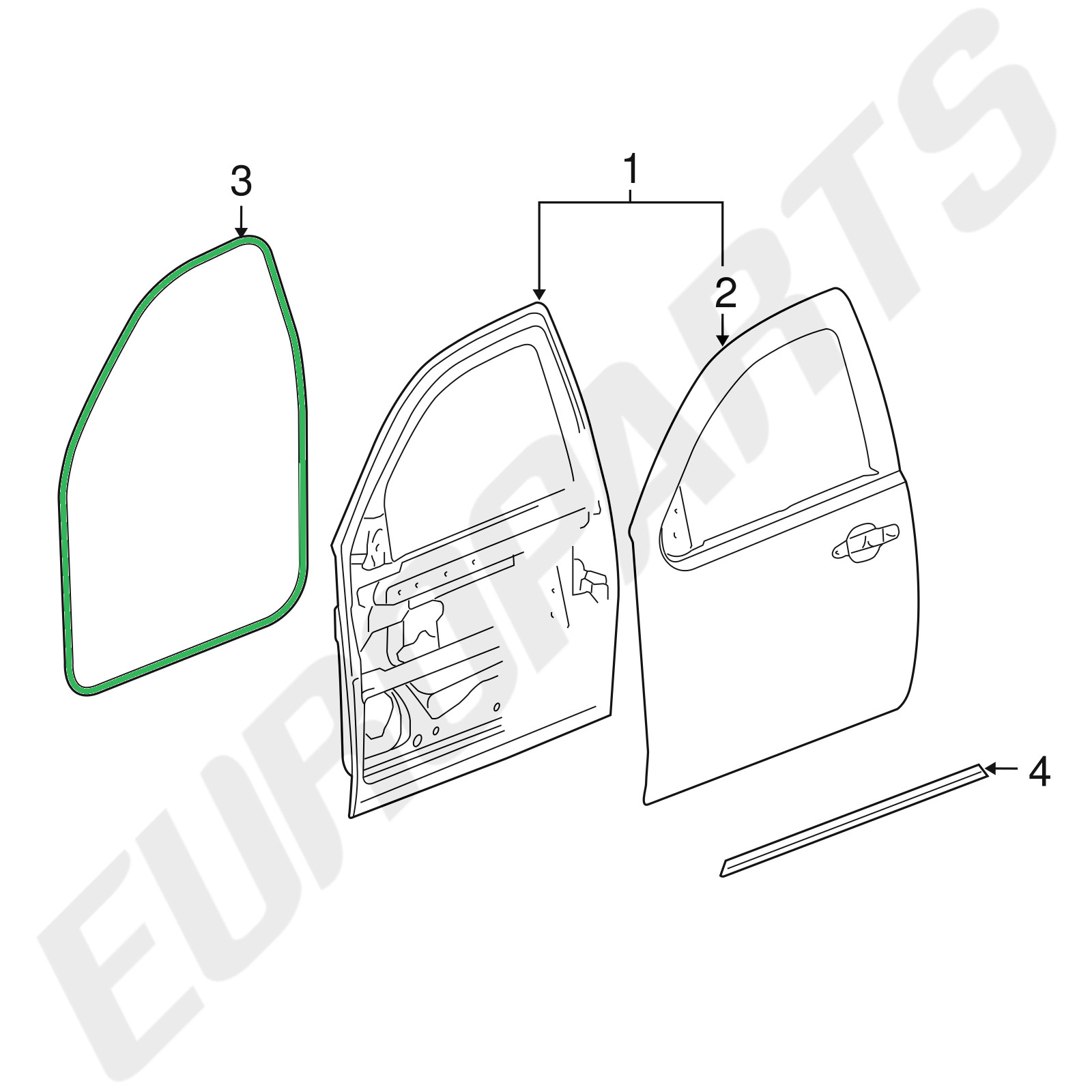 2007-2014 GMT900 Chevrolet Tahoe 5-Piece Door Rubber Seal Weatherstrip Set