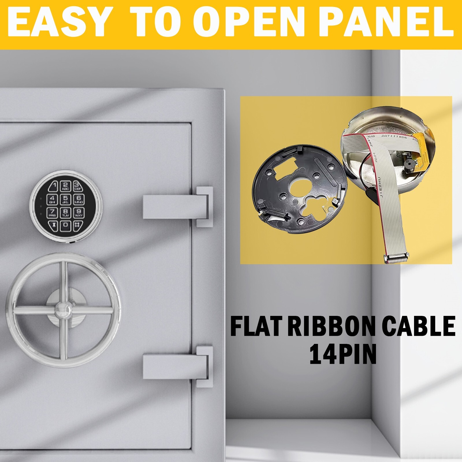 Electronic Safe Lock Replacement Keypad with Solenoid Lock & 2 Override Keys