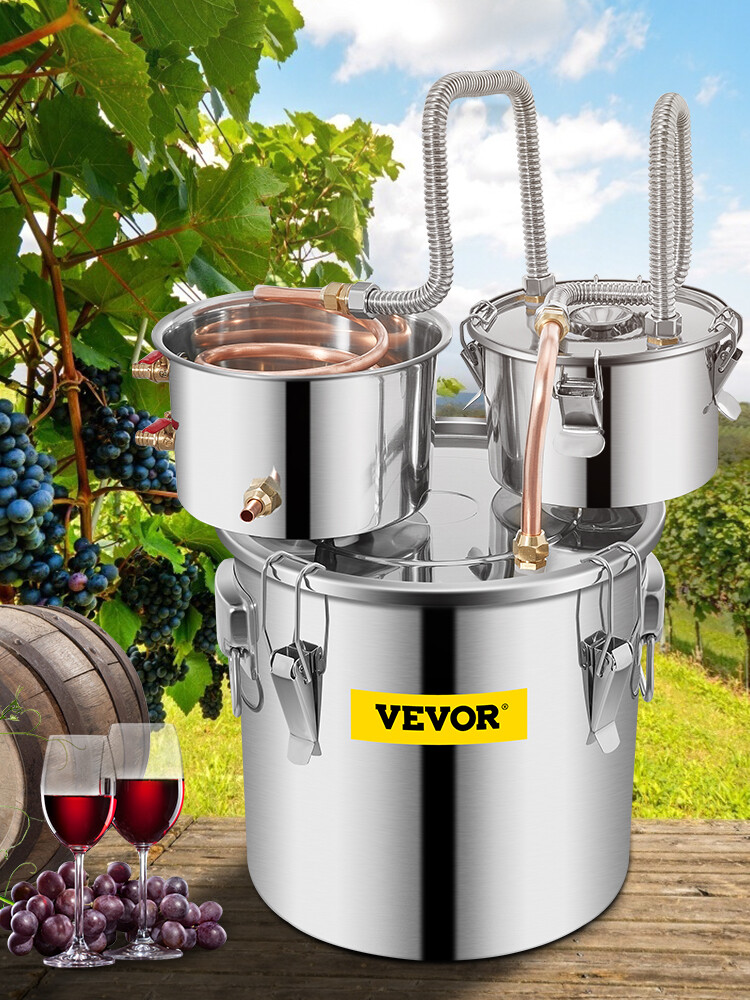 VEVOR Alcohol Distiller 3Gal/12L Alcohol Still Home Brew Wine Making Kit 3 Pot