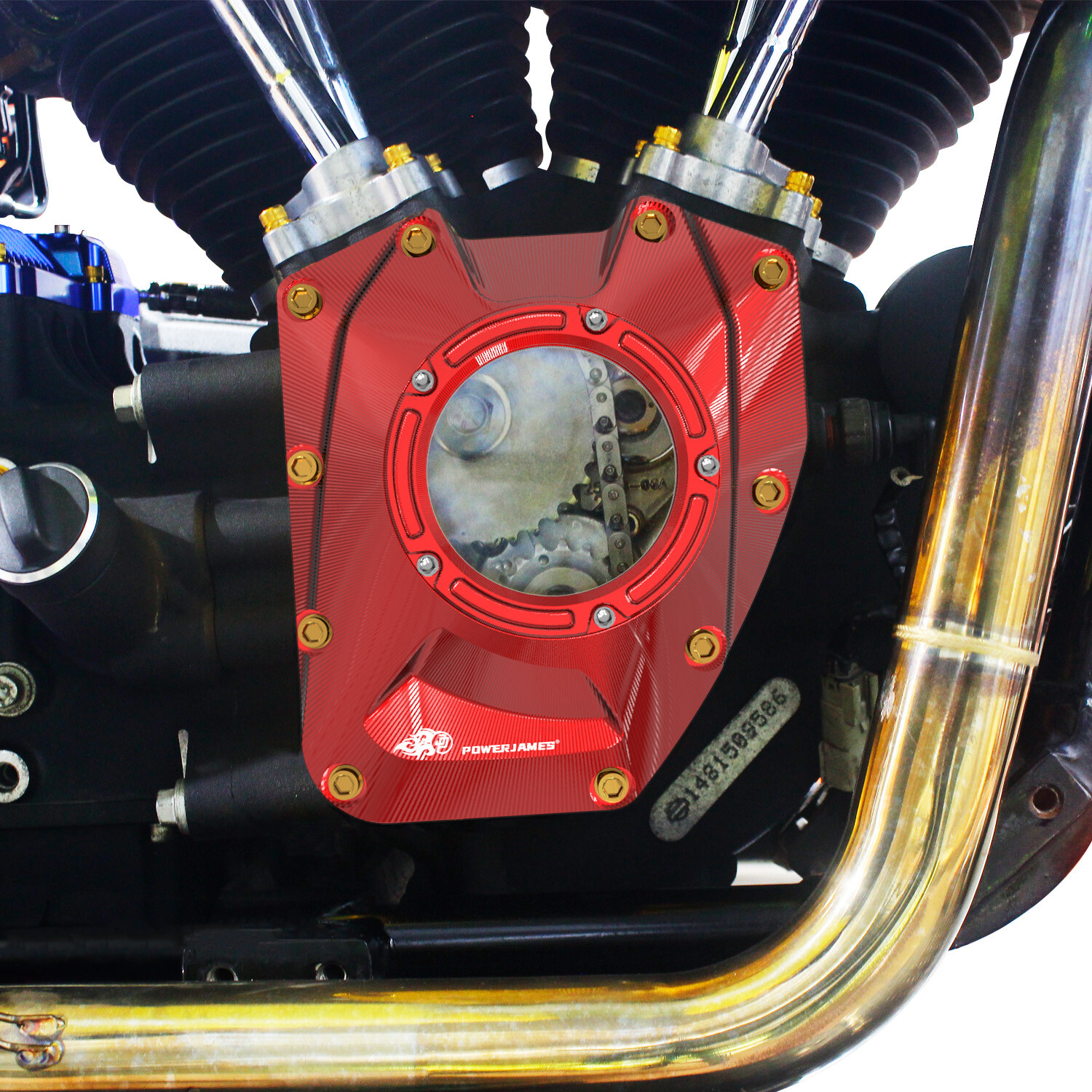 Red Transparent Camshaft Cover for Harley 01-17 Softail Dyna, 01-16 Touring FLH