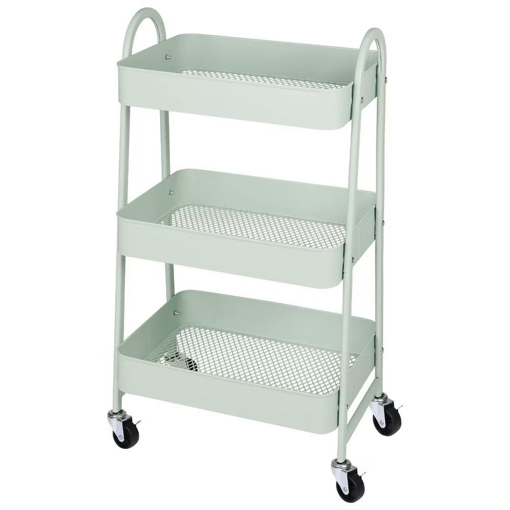 JIONJOY 3 Tier Utility Rolling Cart, Premium Metal Mobile Storage Cart with