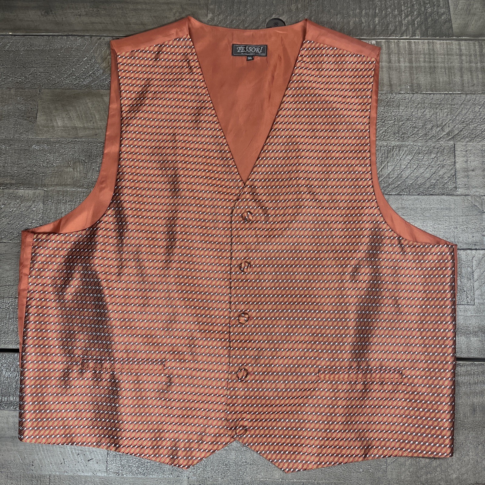 Tessori Milan Italy Vest Men's 3XL 5 Button Formal