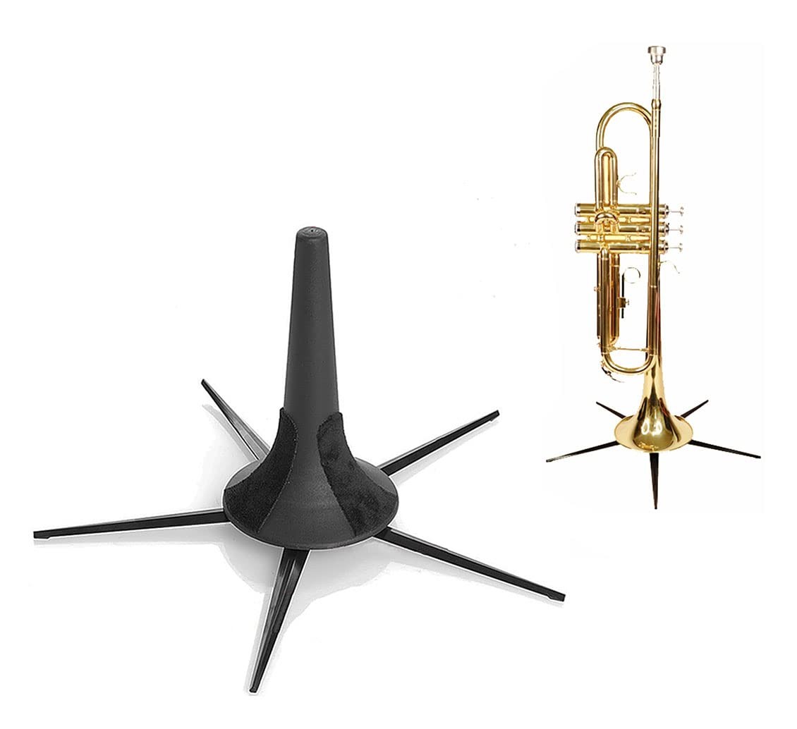 Jiayouy Portable Trumpet Stand Holder Metal 5 Leg Foldable black