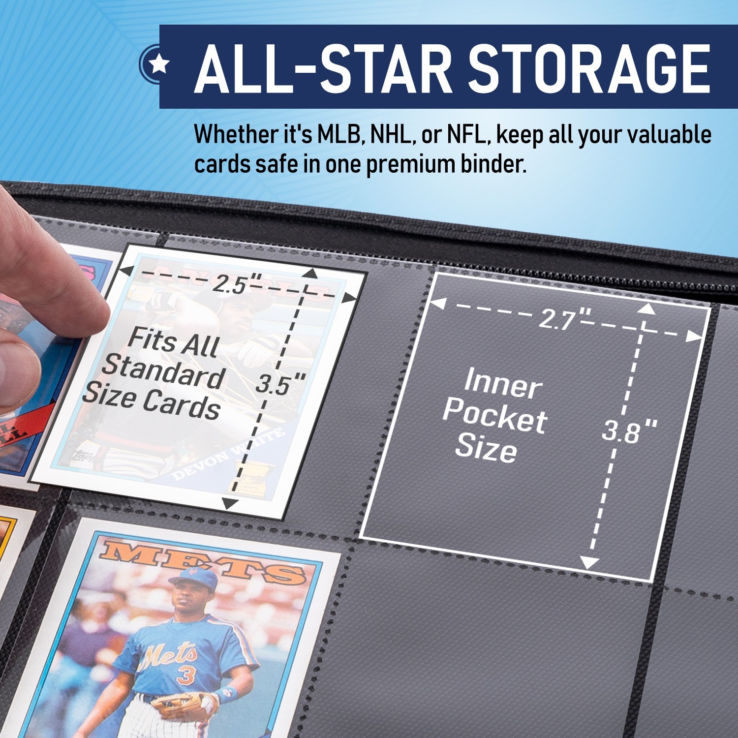 Premium 12 Pocket Sideload Trading Card Binder, 480 Cards for Sports, TCG & MTG.