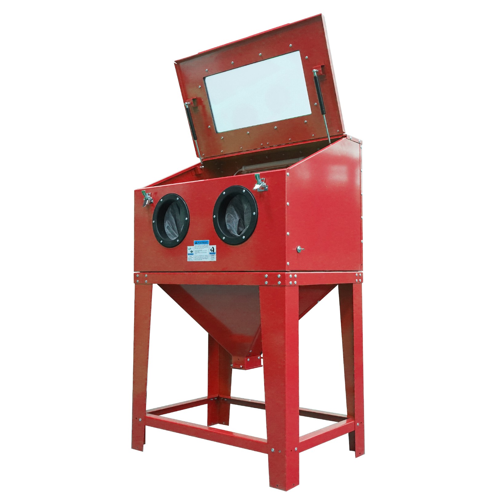 LEADZM 90 Gallon Sand Blasting Cabinet Stand Blasting Gun, Nozzles, Gloves RED