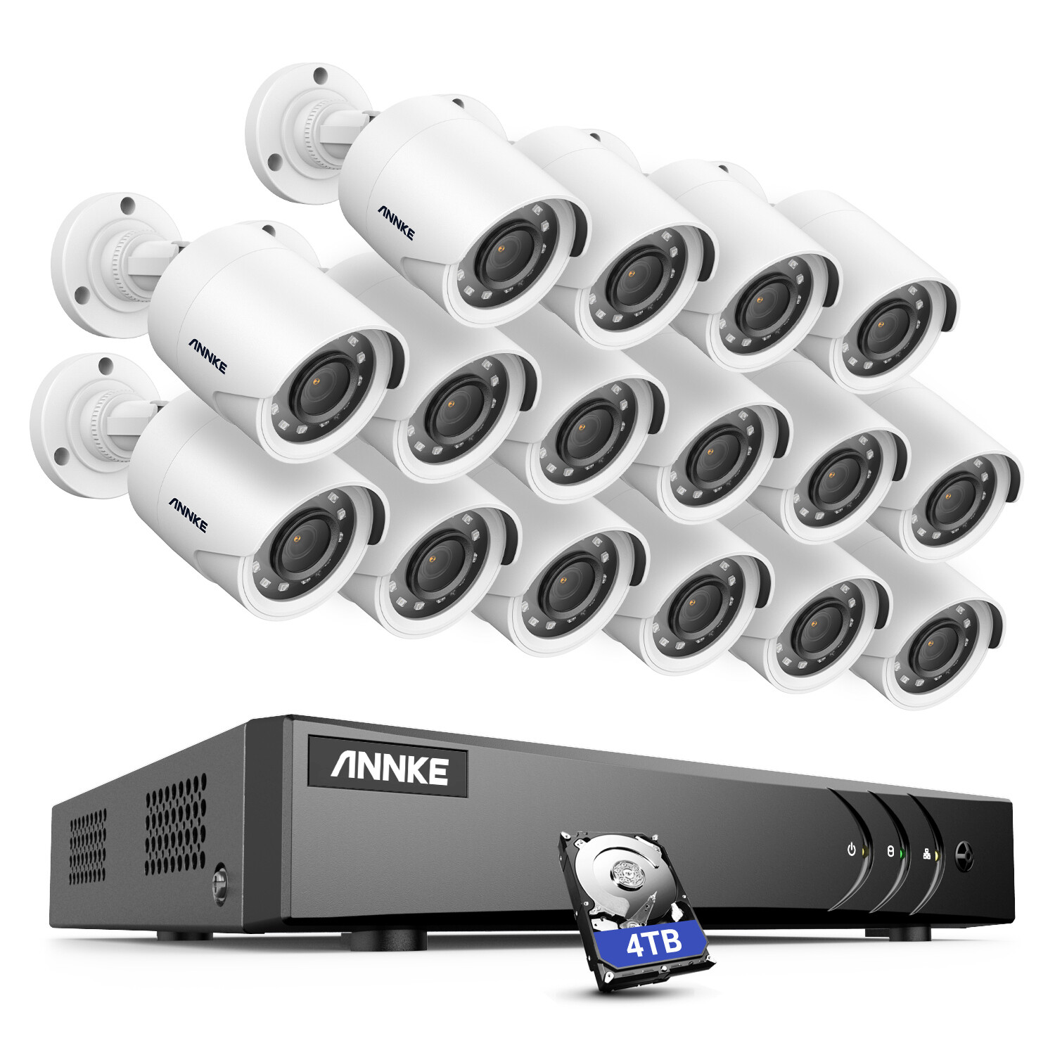 ANNKE 16CH 5MP Lite DVR 1080P Outdoor Security Camera System AI Human Detection