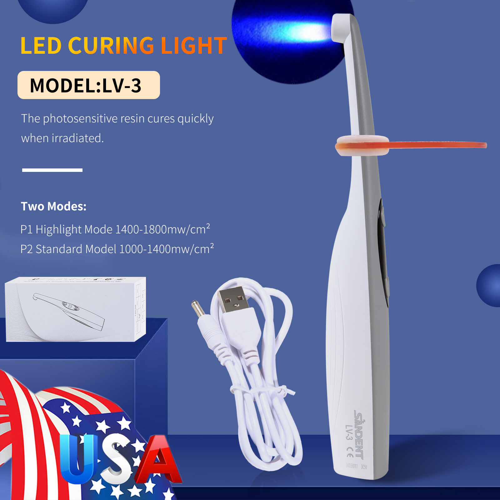 Dental Cordless Led Curing Light 3 Second iLED Cure Lamp Woodpeck DTE Style 3s