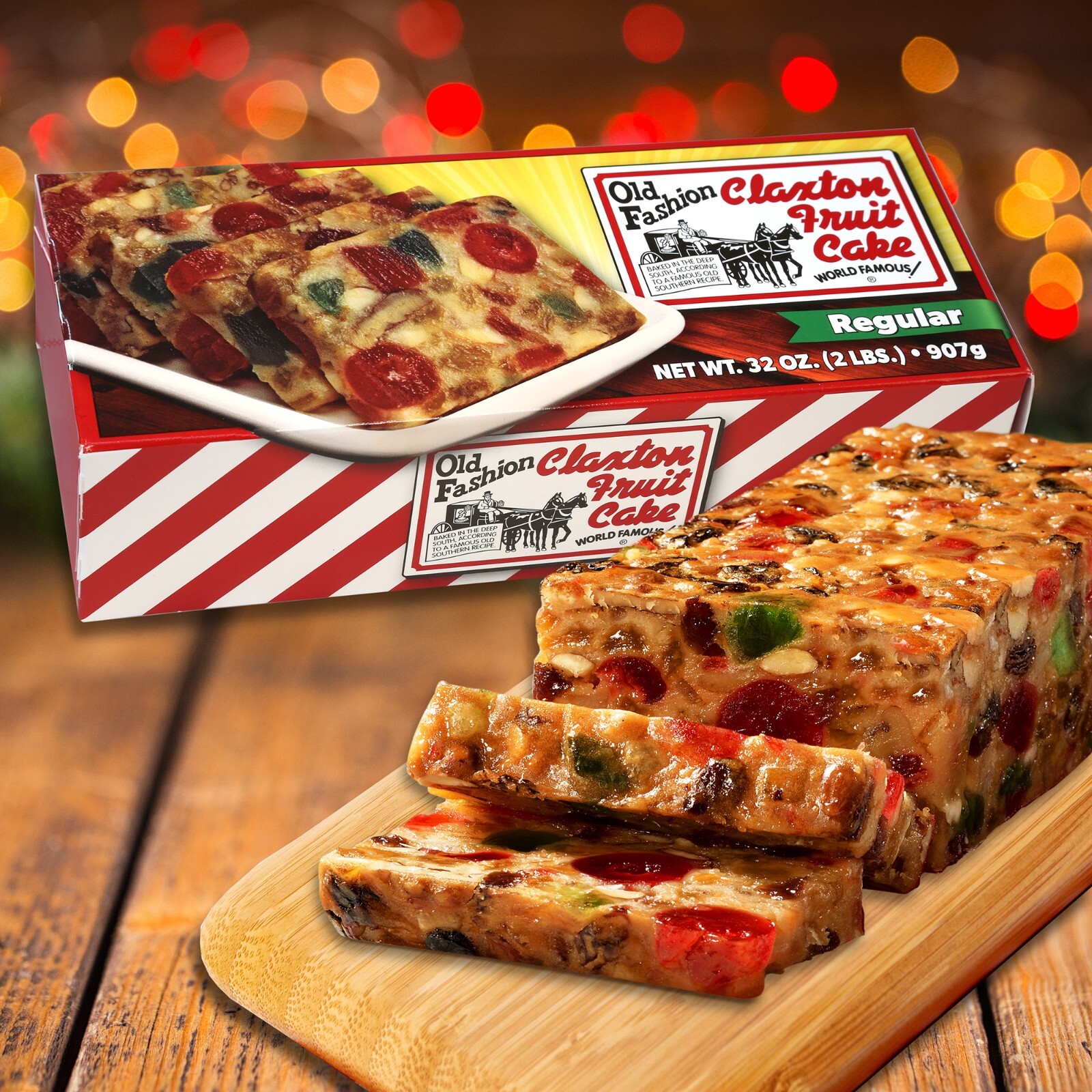 Claxton Fruit Cake 2 Lb. Regular Solid Loaf - Direct From Claxton, GA