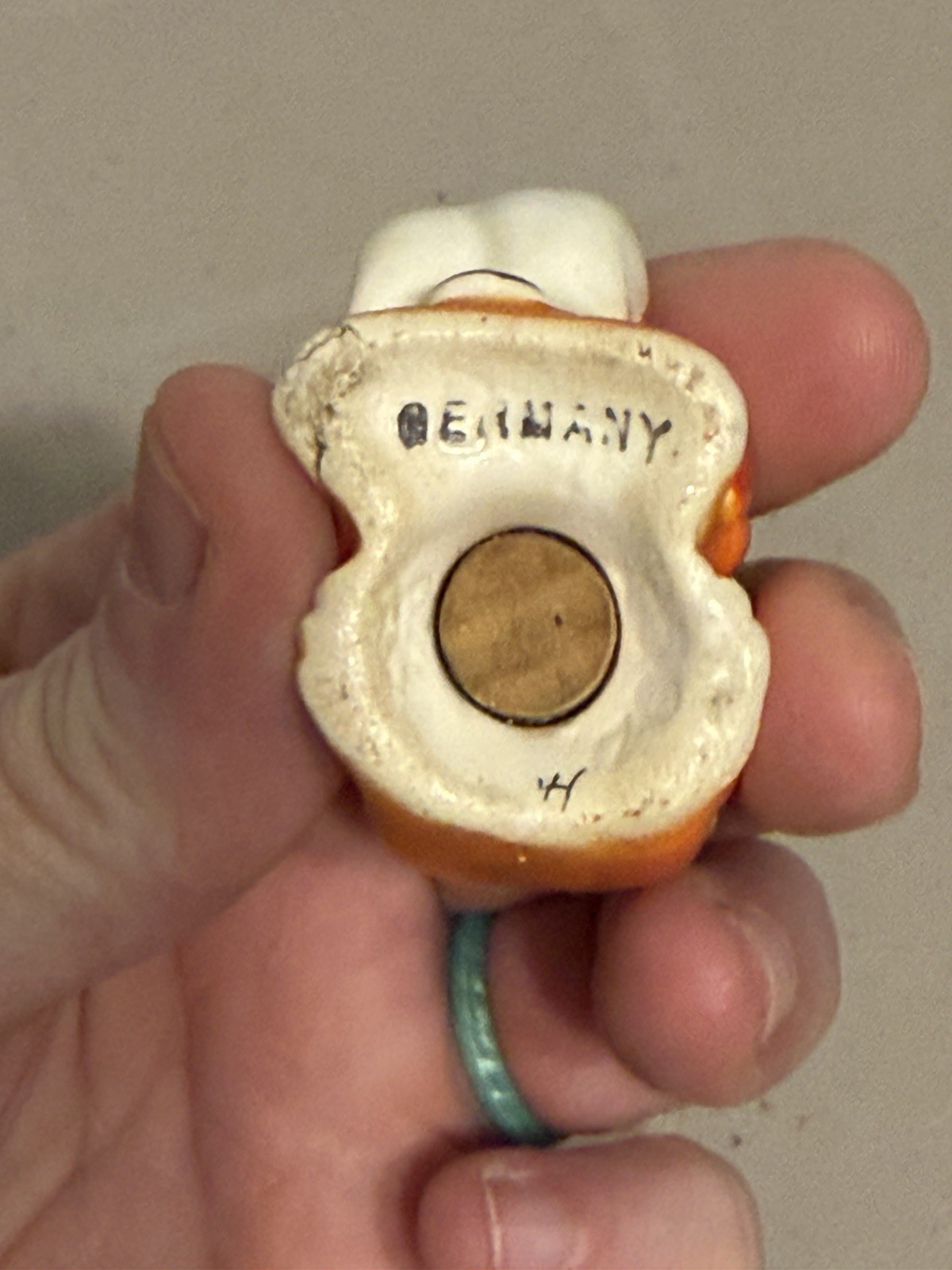 Antique Germany Bisque Green Cat And Orange Dog Salt & Pepper Shakers