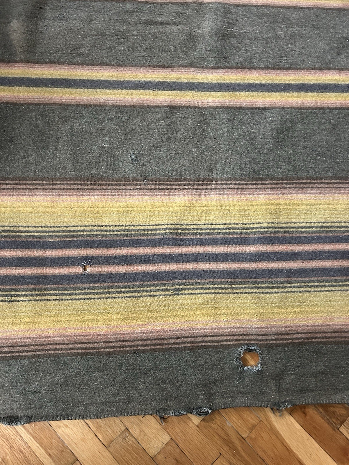 Antique Vintage Wool Horse Blanket Leather Strap Buckle Primitive Equestrian