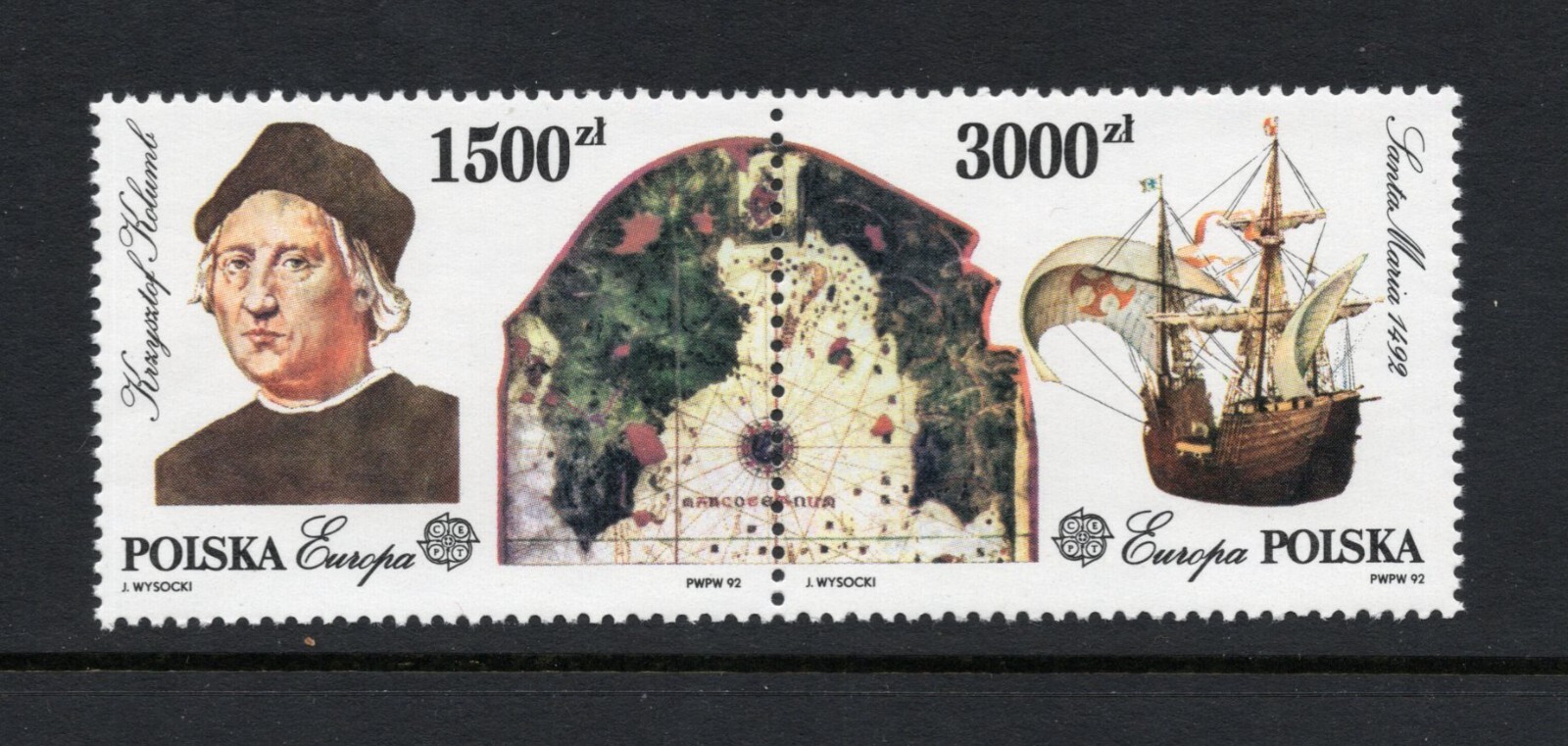 R5447   Poland 1992   Columbus   Discovery of America   PAIR   MNH