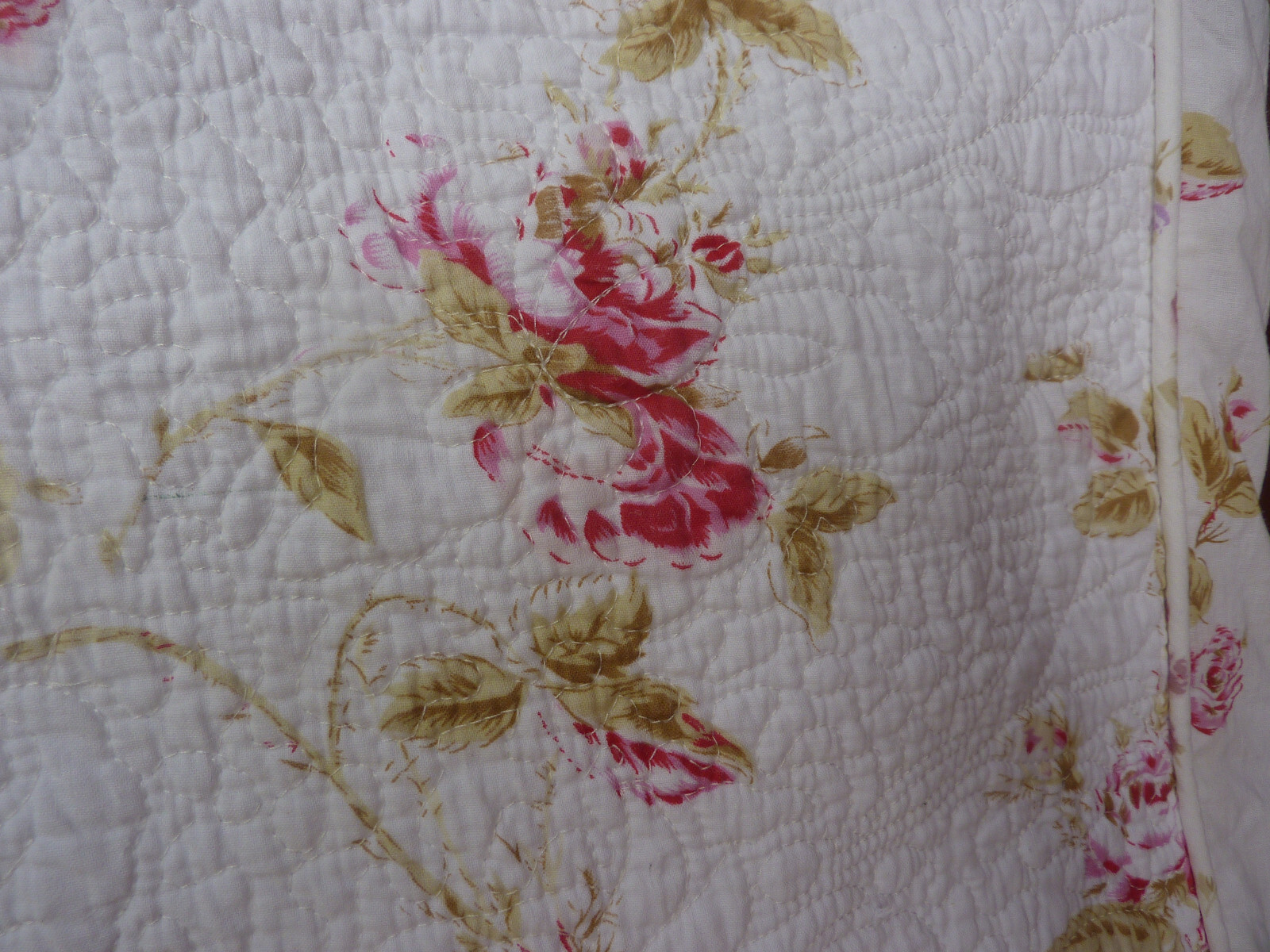 Quilted Shabby French Country Chic Roses Large Floor Pillow Cover 24x40 Zipper