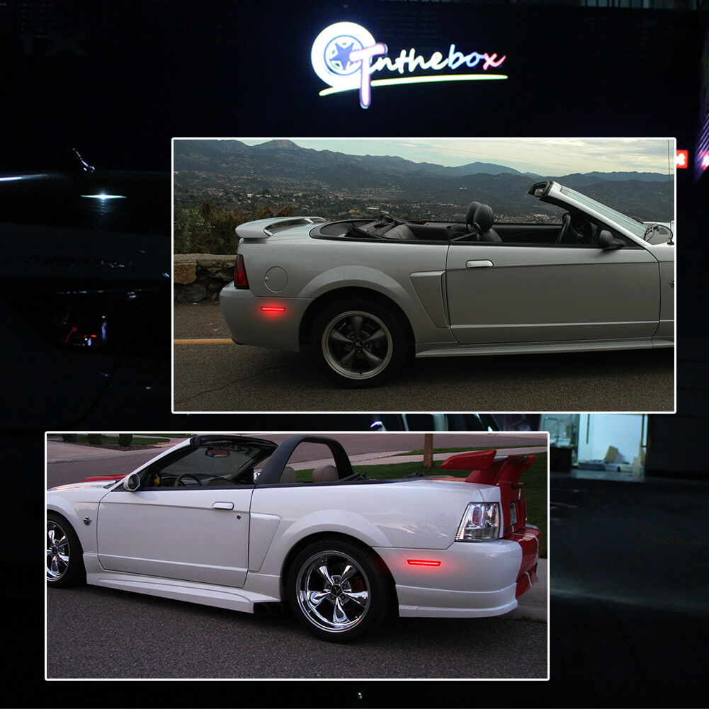 2Pcs Smoked Lens Rear LED Bumper Side Marker Lights For 1999-2004 Ford Mustang