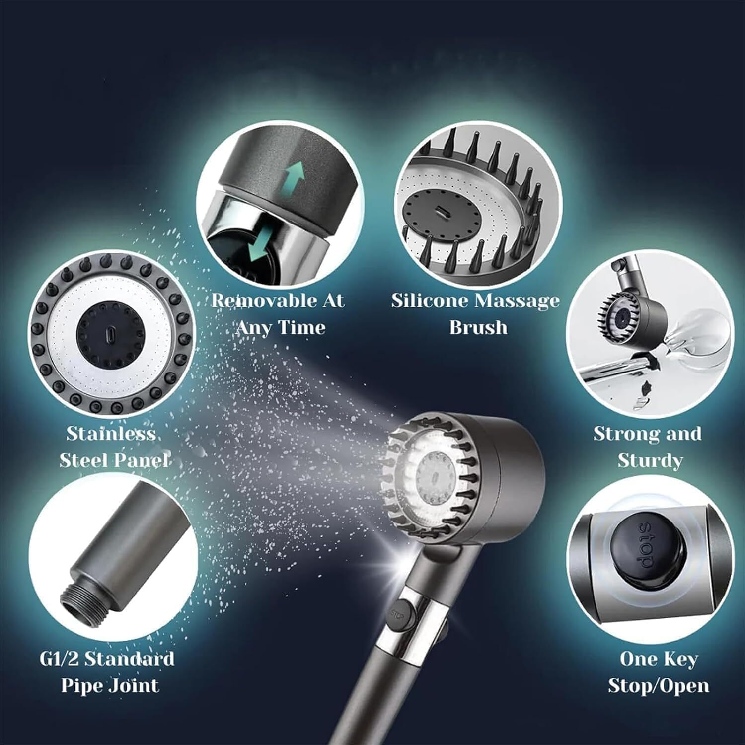 Ion Drops Filtered Showerhead with Hose - Handheld Shower Head for Enhanced Wate