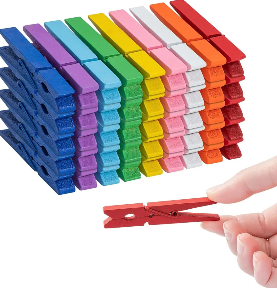 20 pcs Colorful Wooden Clothespins 2.83in Heavy Duty Wood Clips Crafts Laundry