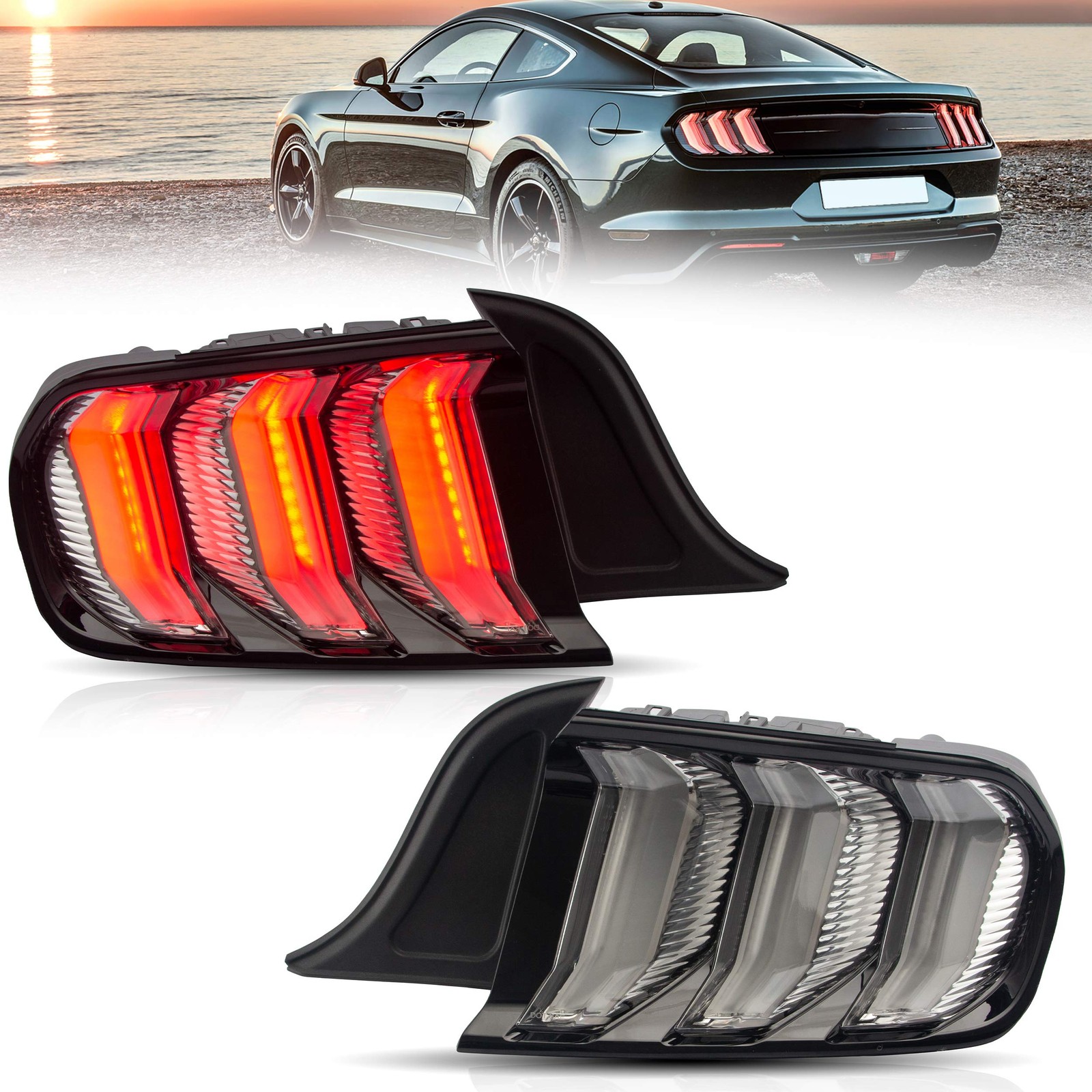 Tail lights Assembly Fit for 2015-2020 Ford Mustang 6th Gen Plug-and-play