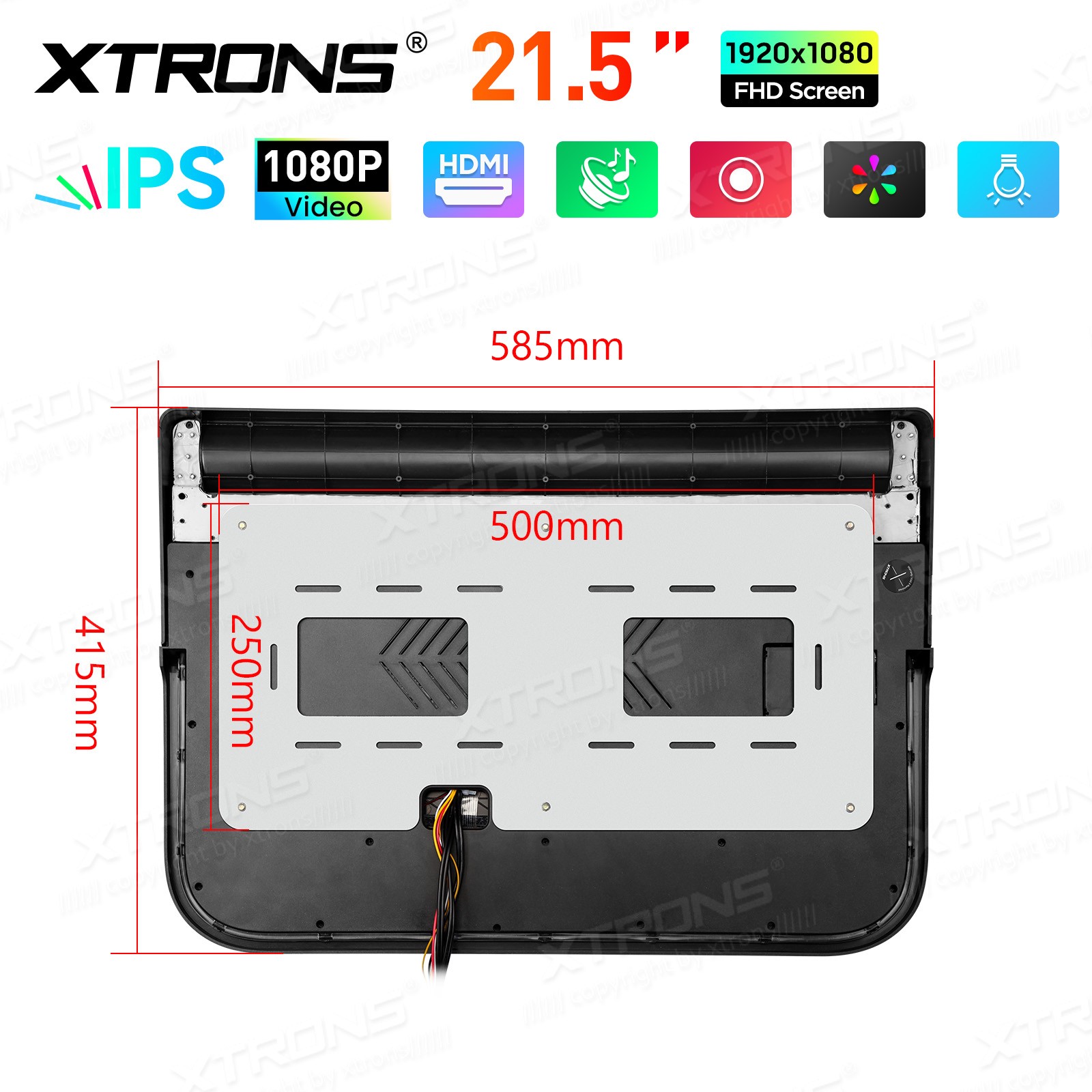 21.5" Car TV Coach Bus Flip Down Roof Monitor Overhead HD Screen 1080P USB HDMI