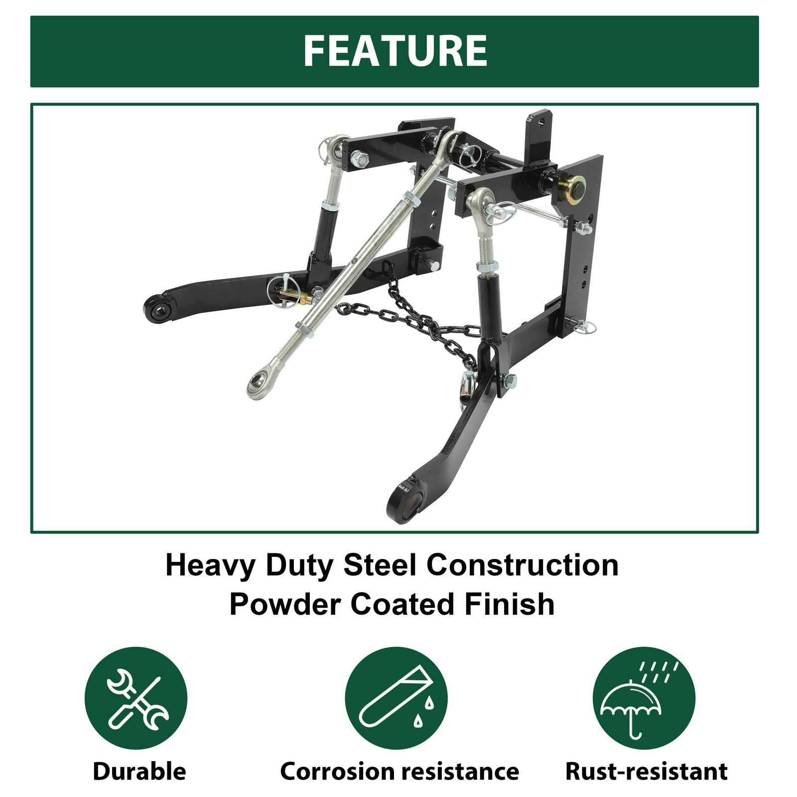 Steel 3 Point Hitch Kit For John Deere 140 300 317 W/Closed Frame Receiver Hook