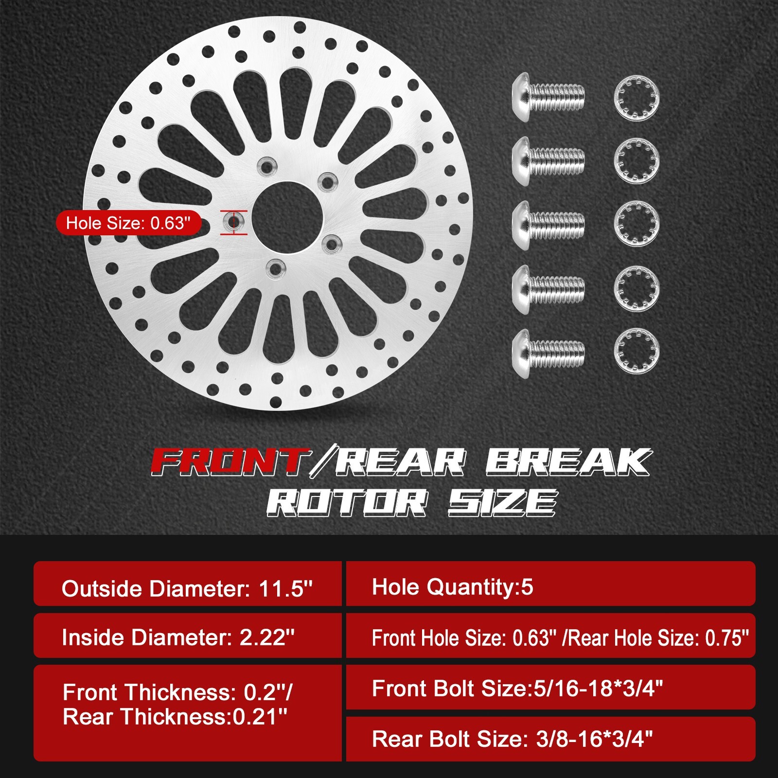 11.5" ( Front & Rear )Brake Rotors for Harley Touring Dynas Touring Sportster US