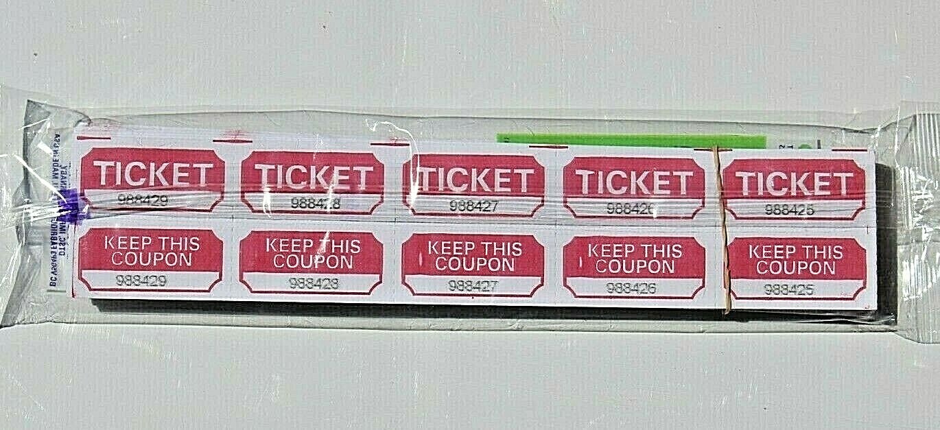 250 Count - 50/50 Red RAFFLE TICKETS DOUBLE STUB Events School Drawings Contest