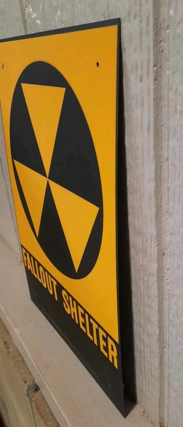 Vintage Original Fallout Shelter Sign Cold War 1960s Era Department of Defense