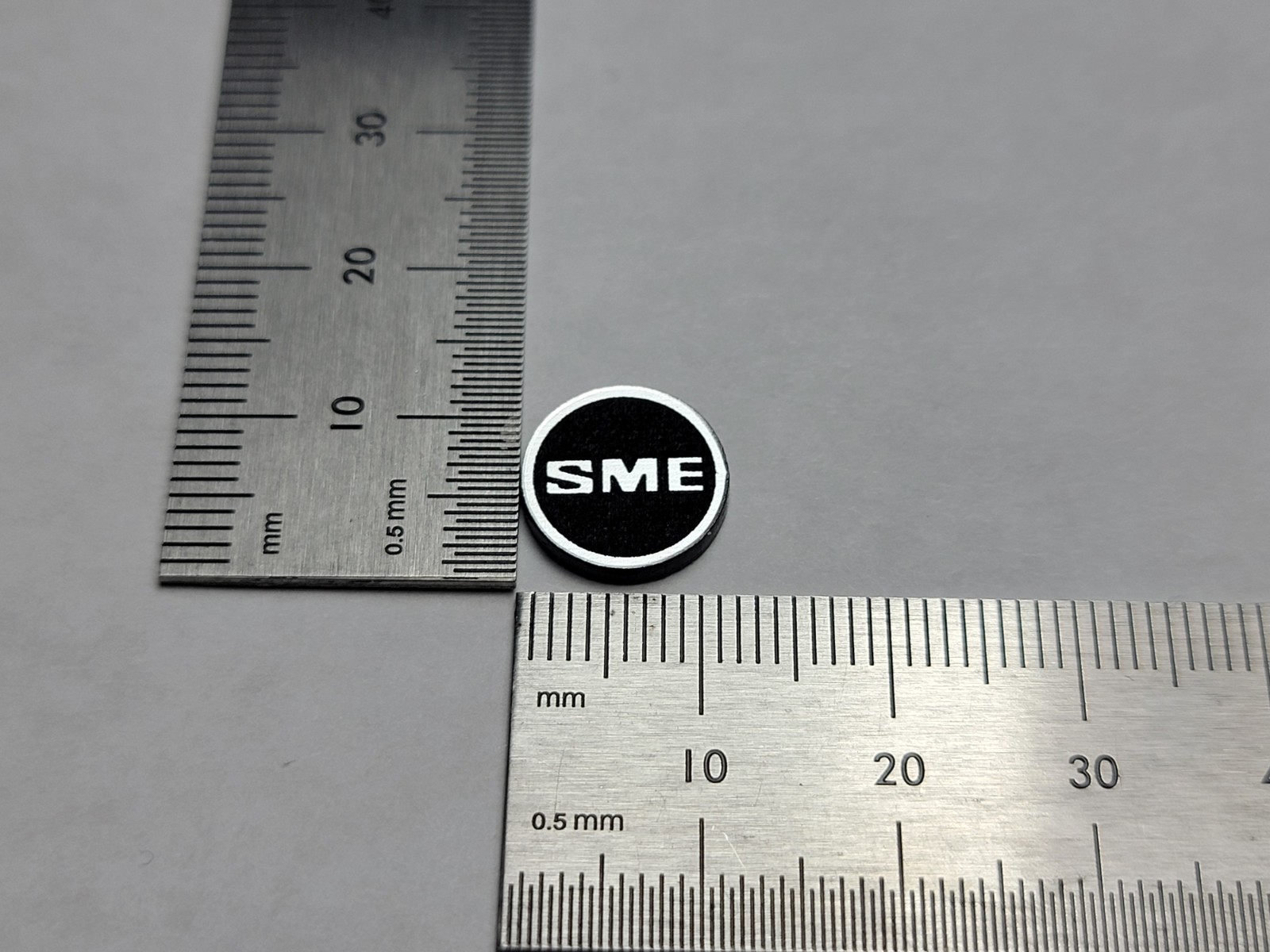 SME Headshell Badge Logo Premium Silver Vintage Diagonal Style With Adhesive