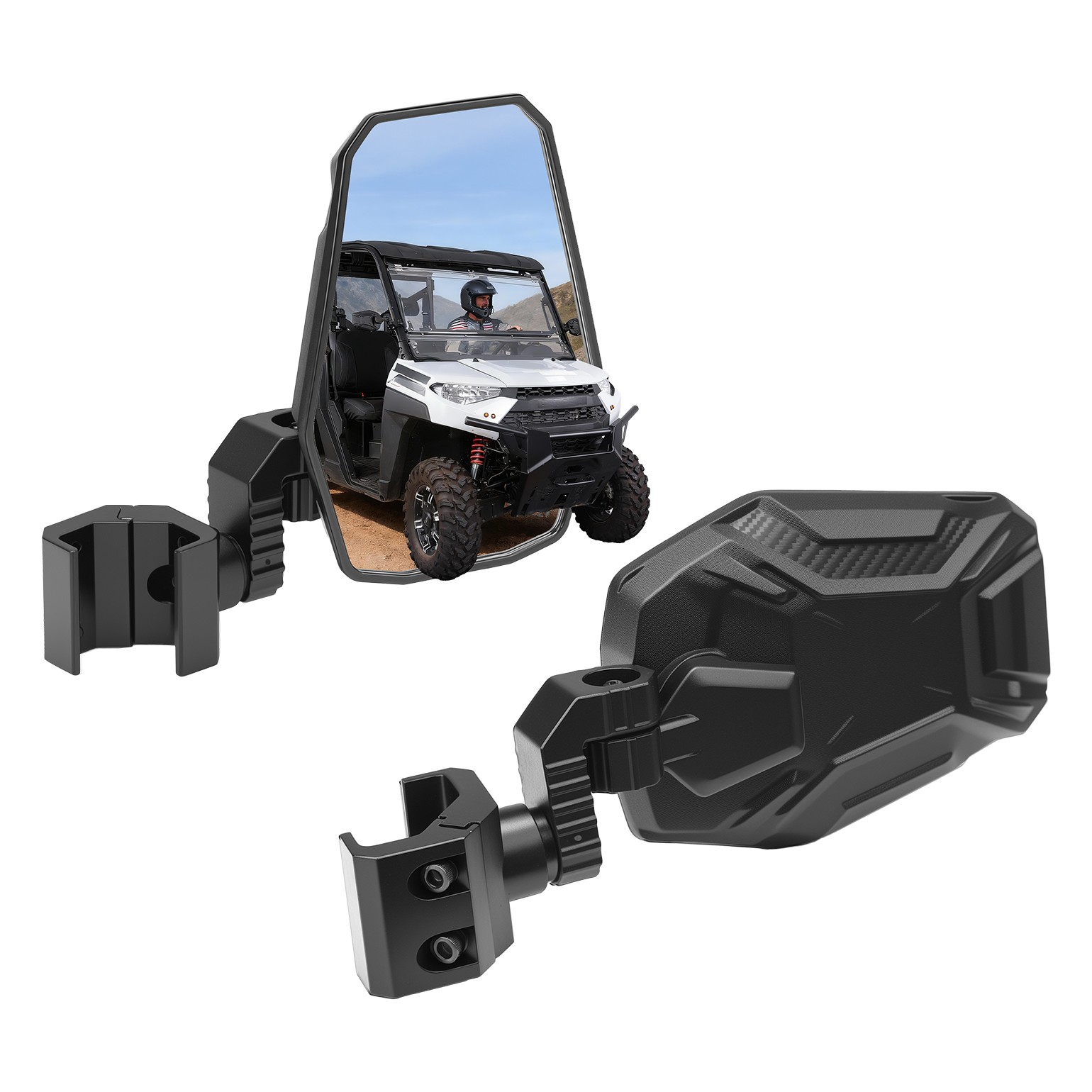 UTV Rear View Side Mirrors Breakaway For Polaris General XP 1000 Can Am Defender