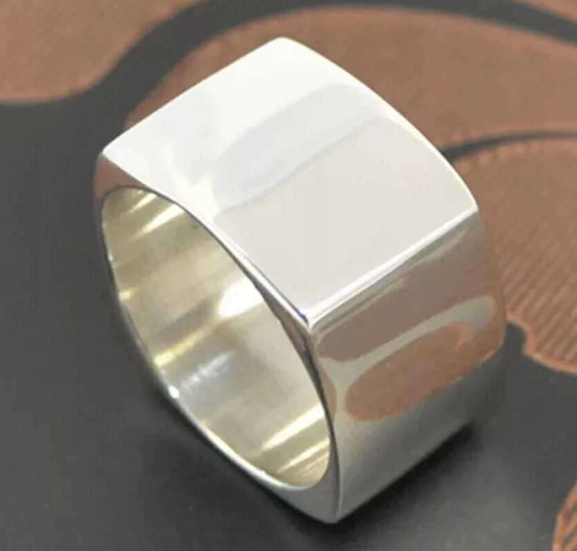 925 Sterling Silver, Solid Silver, Band Ring, Unisex, Square Wide Band Ring