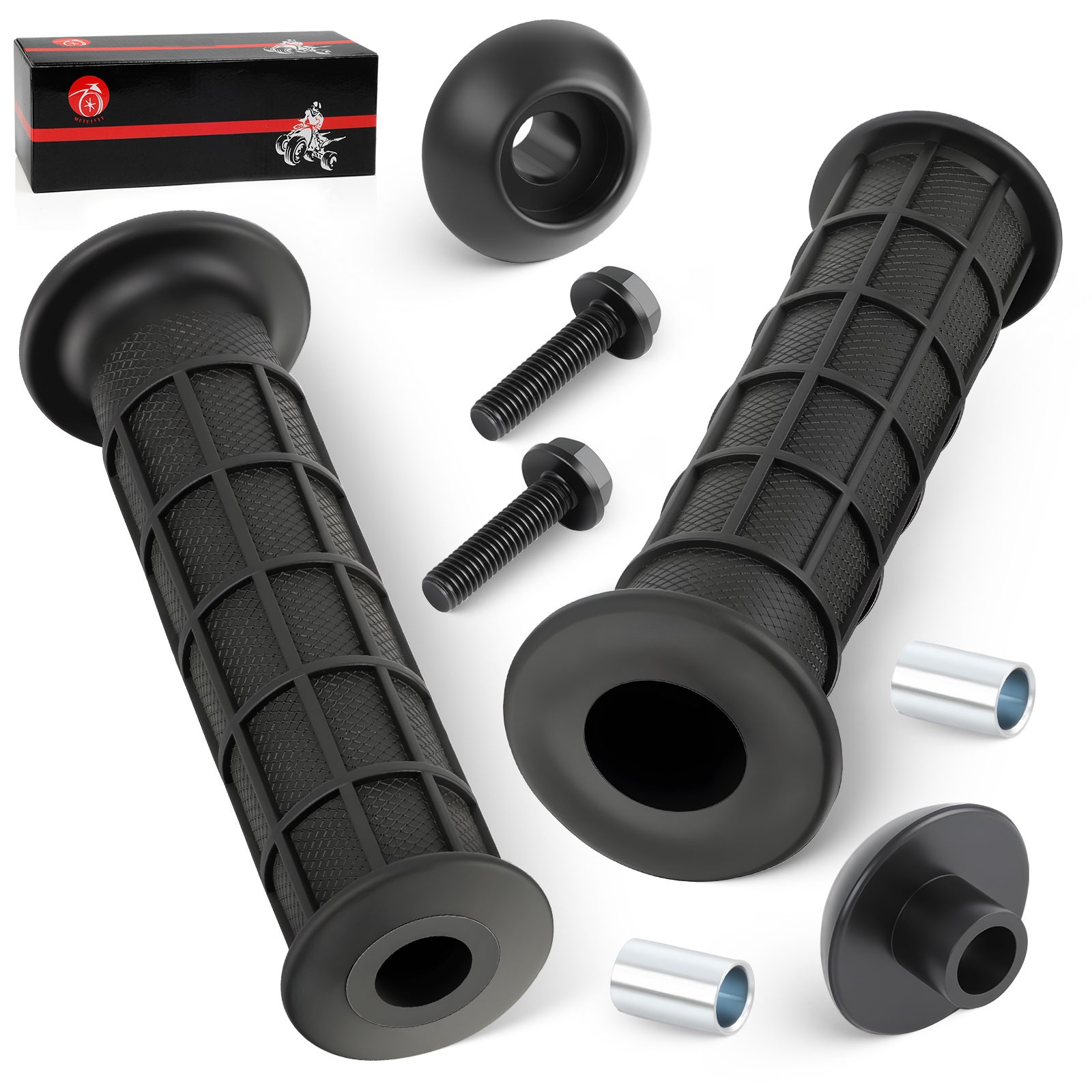 2 Handle Grip & Handle Bar End Guard w/ Screw for Honda FourTrax 125 250 300 350