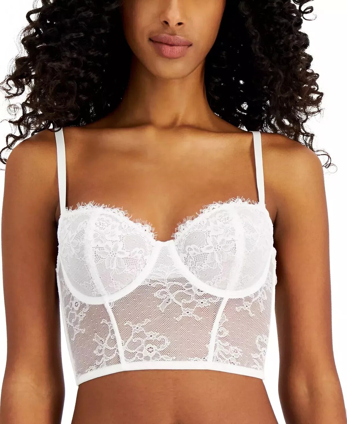 INC International Concepts Women's Size M Lace Bustier Lingerie White Feminine