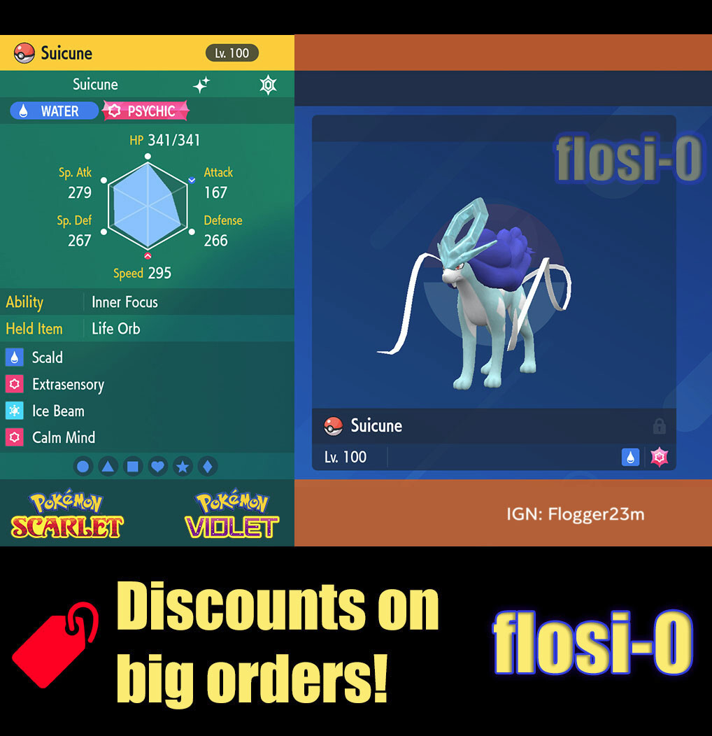 6IV Shiny Suicune Pokemon Scarlet and Violet