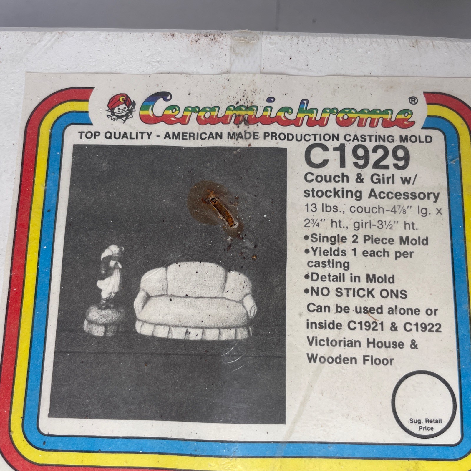 Ceramichrome C-1929 Cast Couch & Girl Slip Casting Pour Ceramic Mold 1989 NEW