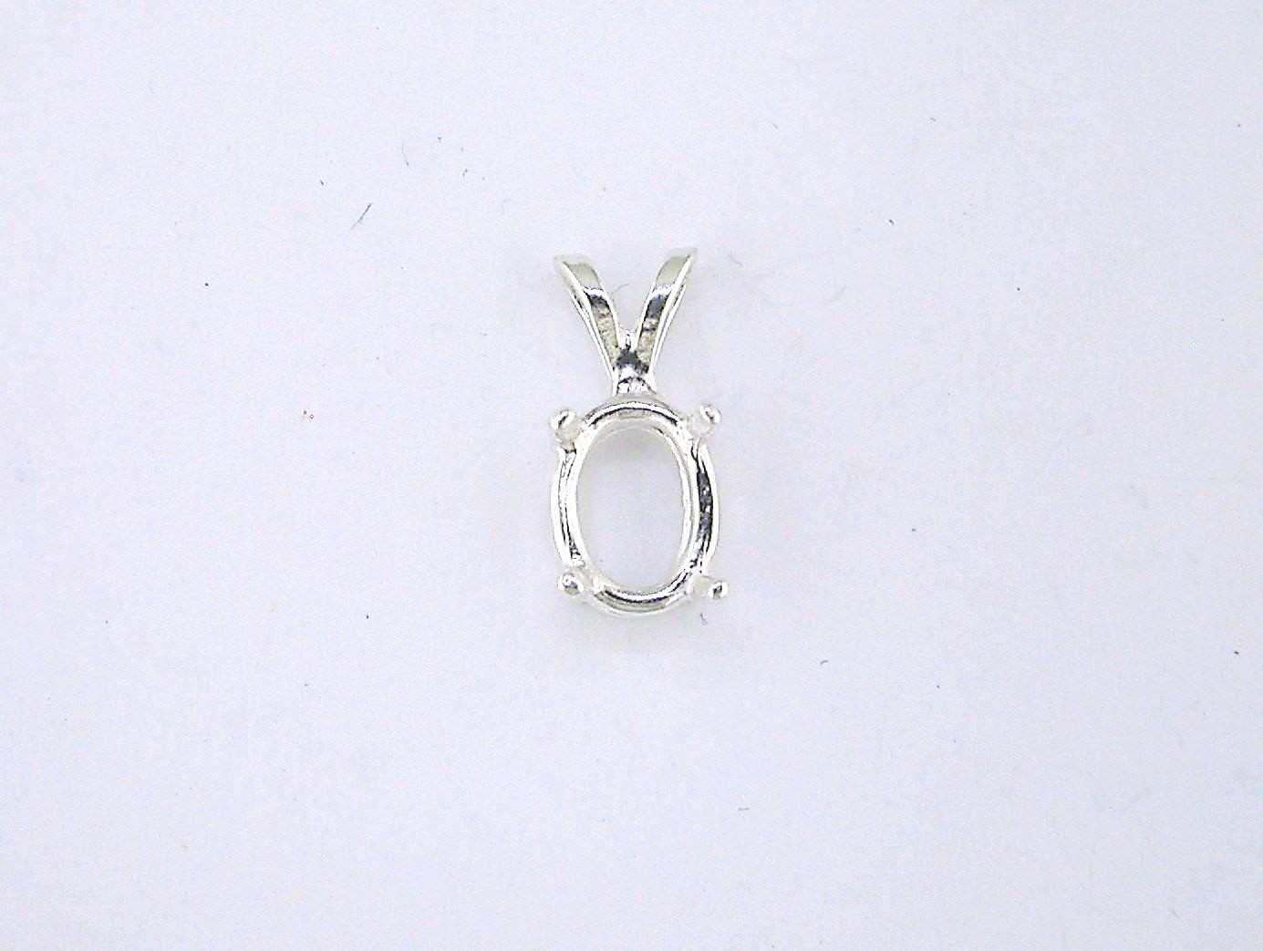 Oval 4 Prong Wire Mount Pendant Setting Sterling Silver