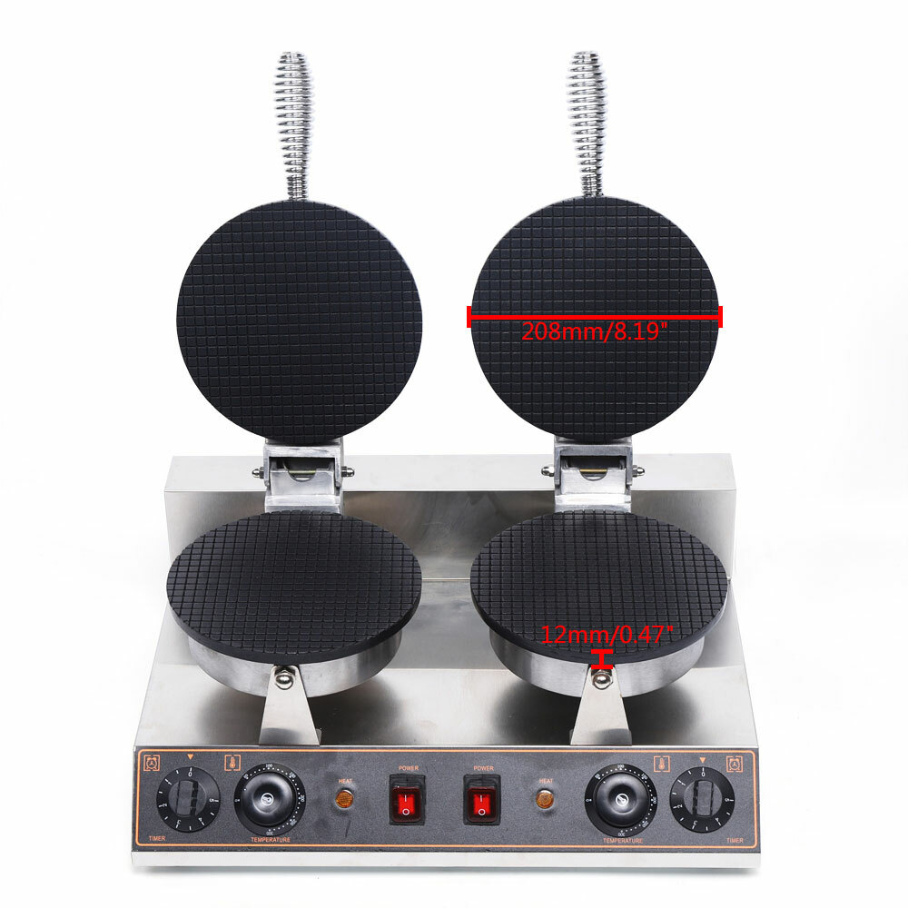Commercial Waffle Cone Maker Nonstick Ice Cream Cone Electric Double Egg Roll US