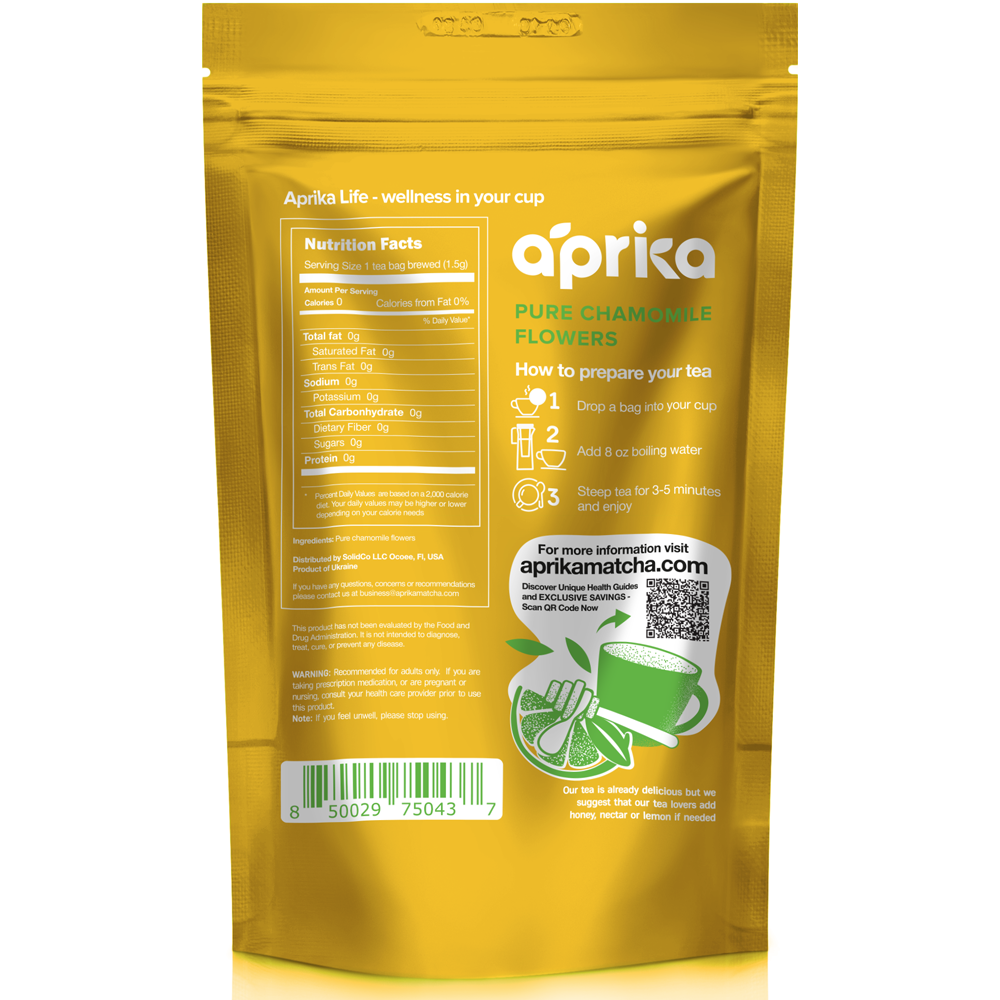 Pure Chamomile Tea - no stems, 100% Natural Herbal Tea, 60 bags, USA seller