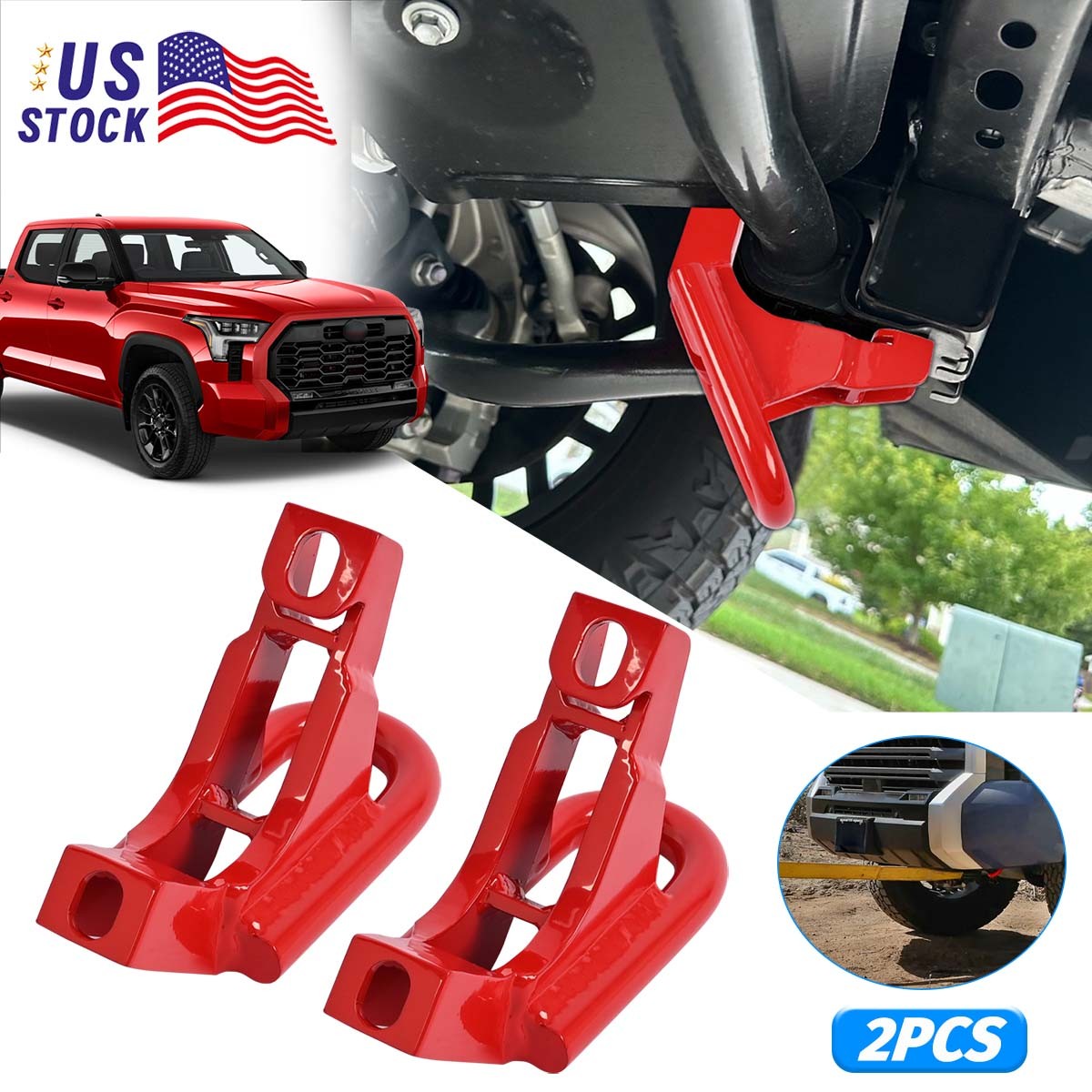 Pair Steel Front Recovery Tow Hook For Toyota Tundra TRD 2022-2026 450-72T001-R