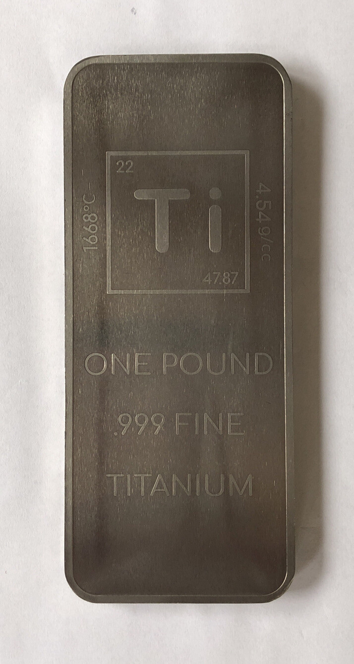 1 (One) Pound lb Titanium Bullion Bar By Unique Metals