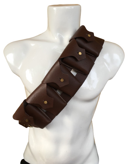 1903 Pattern Leather Five Pocket Bandolier for Jawa Costume (Pebble Leather)