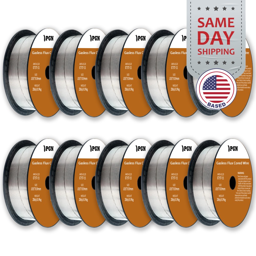 (10 x 2-Lb Spools) E71T-11 .035" Flux Core Welding Wire - Gasless Mild Steel MIG