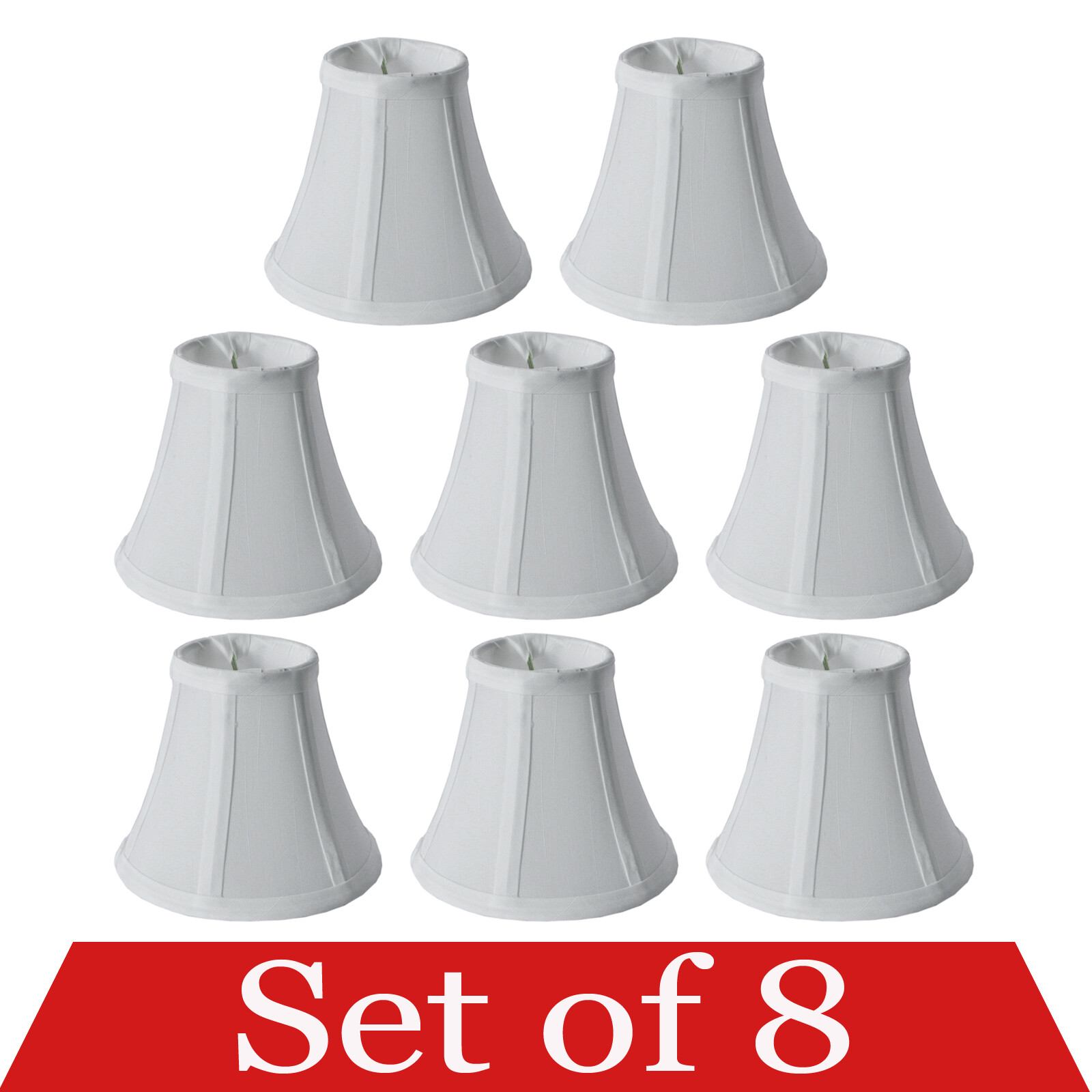 Set of 8 Clip On 5" Small Bell Shades for Chandelier (White)