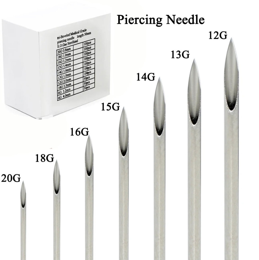 20pcs Disposable Surgical Steel Piercing Needles Sterile Tattoo Tools - NEW