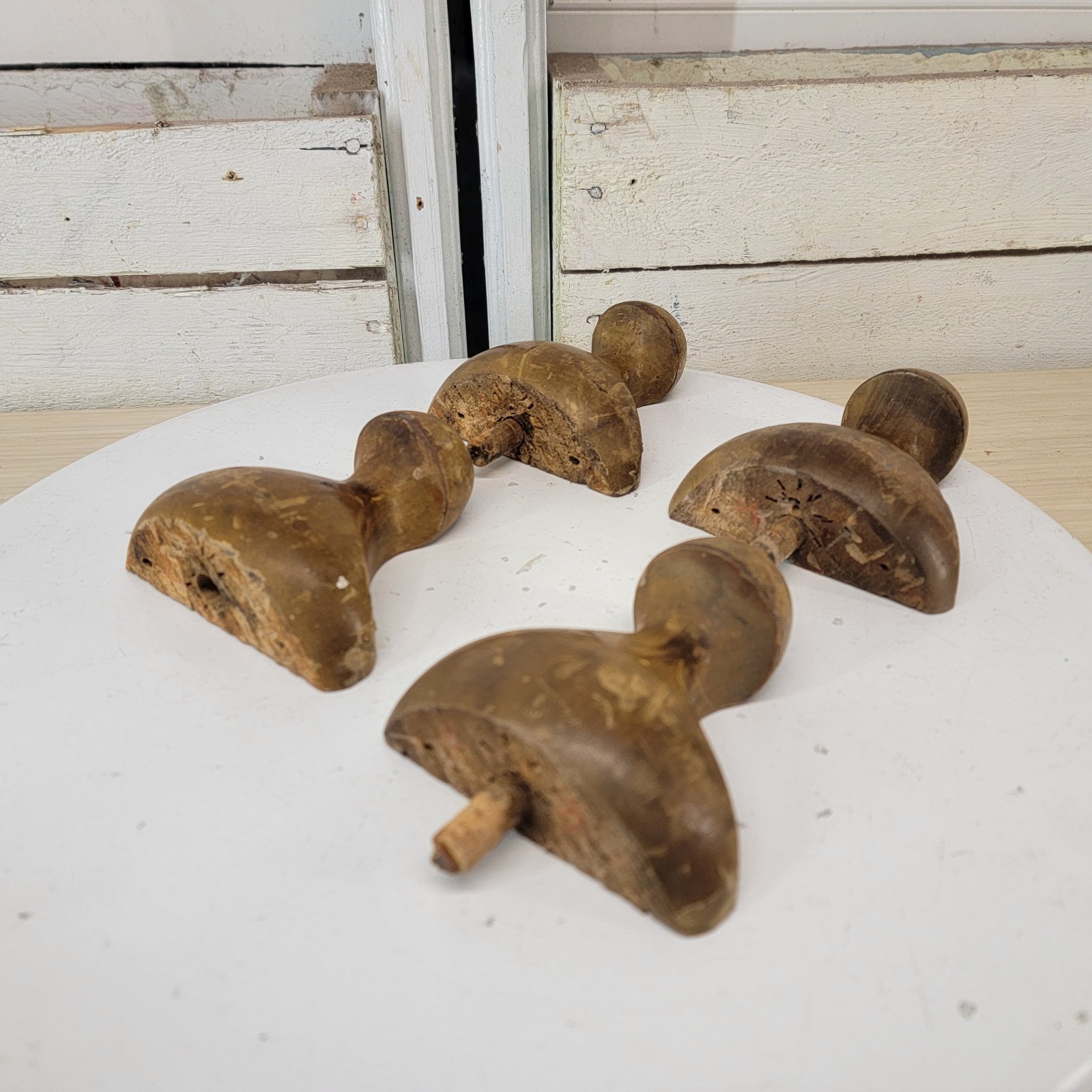 Set of 4 Vintage Solid Wood Furniture Feet Legs Salvaged Cabinet Sofa