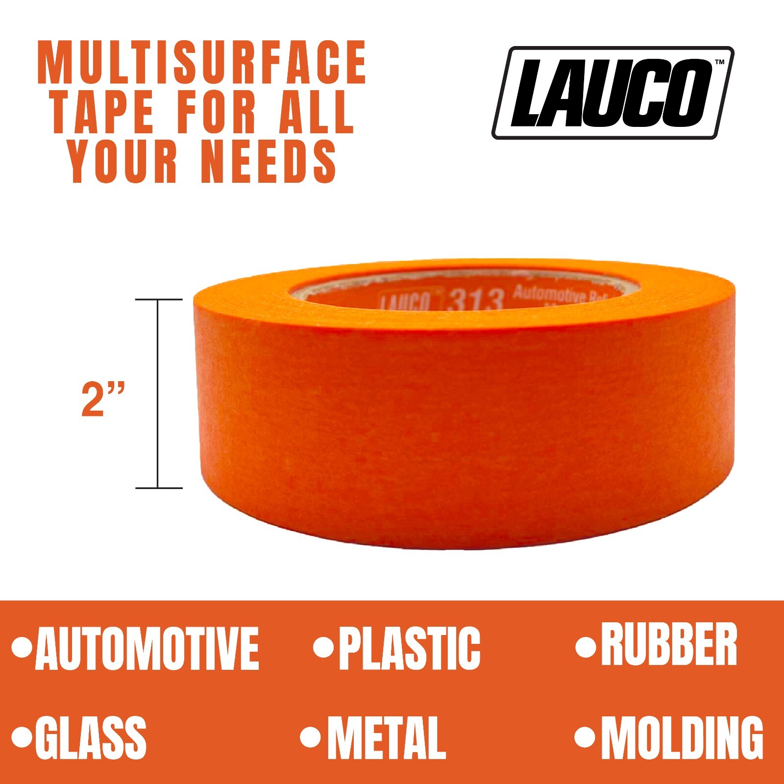 LAUCO Orange Automotive Refinishing Masking Tape, Moisture UV and Heat Resistant