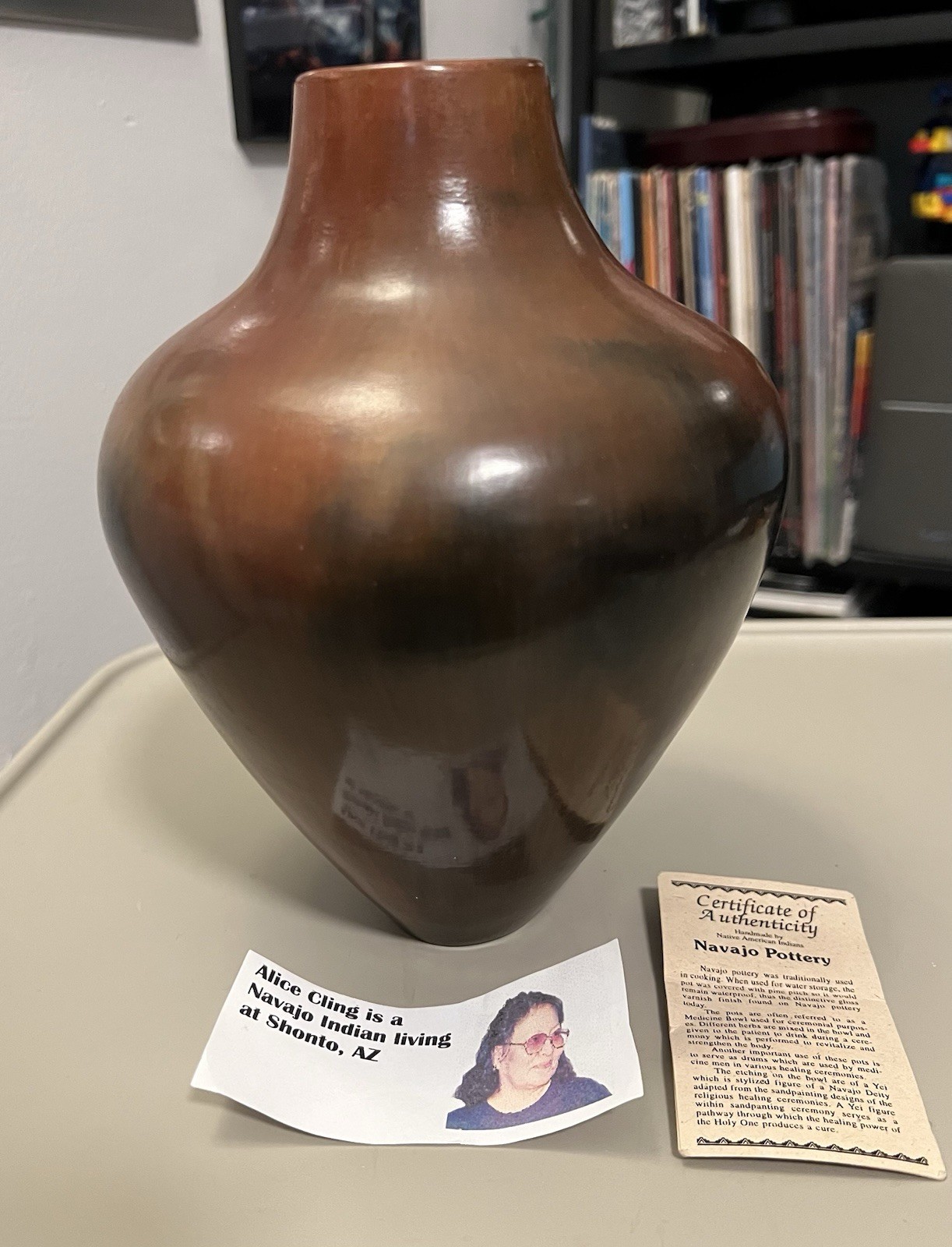 Beautiful Alice Cling Navajo Pottery | Signed by Artist W/COA | 7.5 Inches Tall