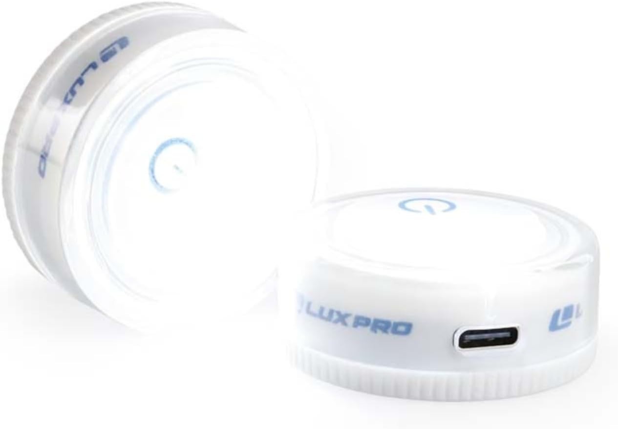 LUXPRO Waterproof Micro LED Rechargeable Puck Lights - Mini Puck Lights - 2 Pack