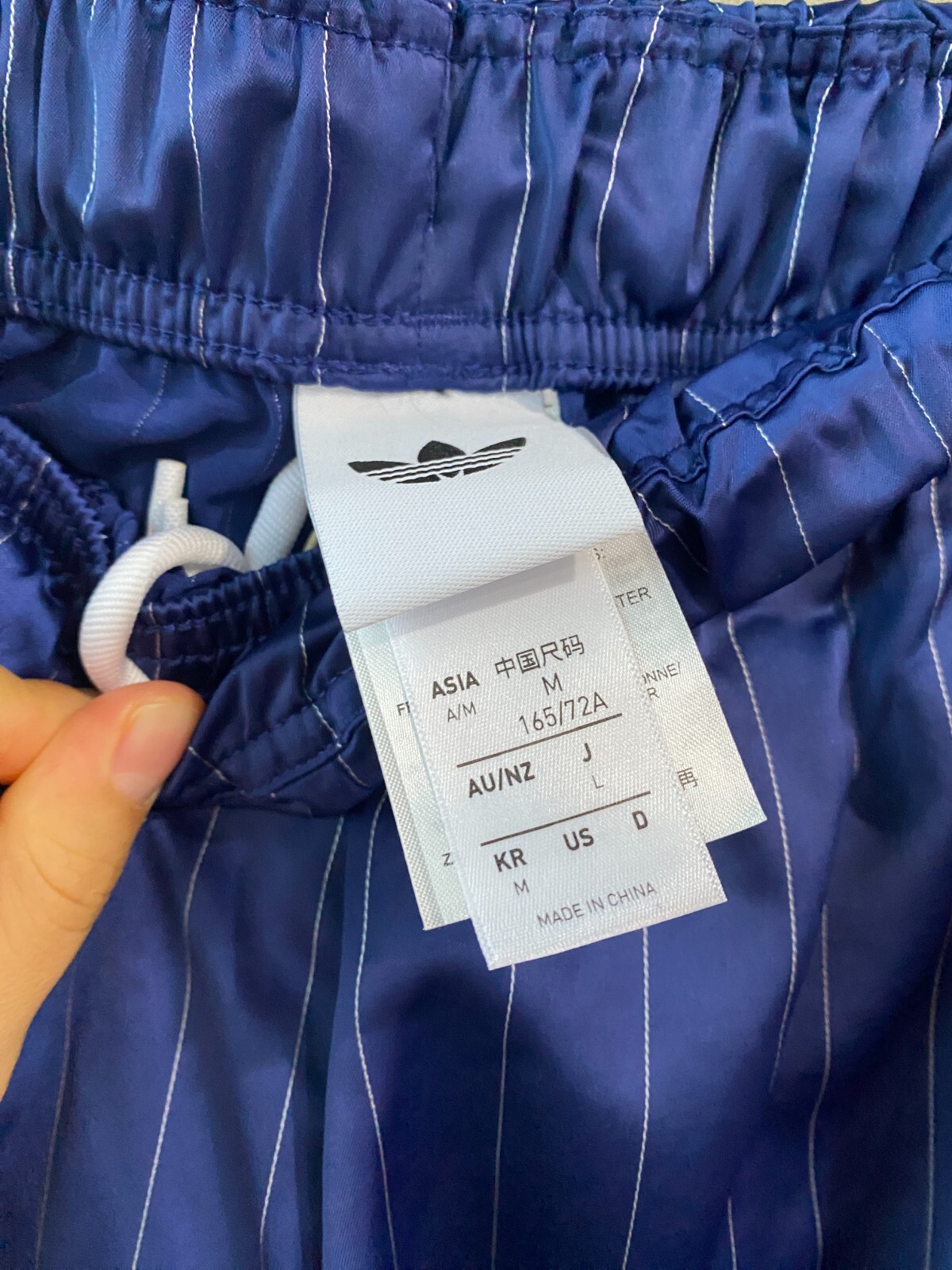 adidas Originals Pinstripe Satin Shorts Women's Lifestyle Pants AsiaFit KC4235