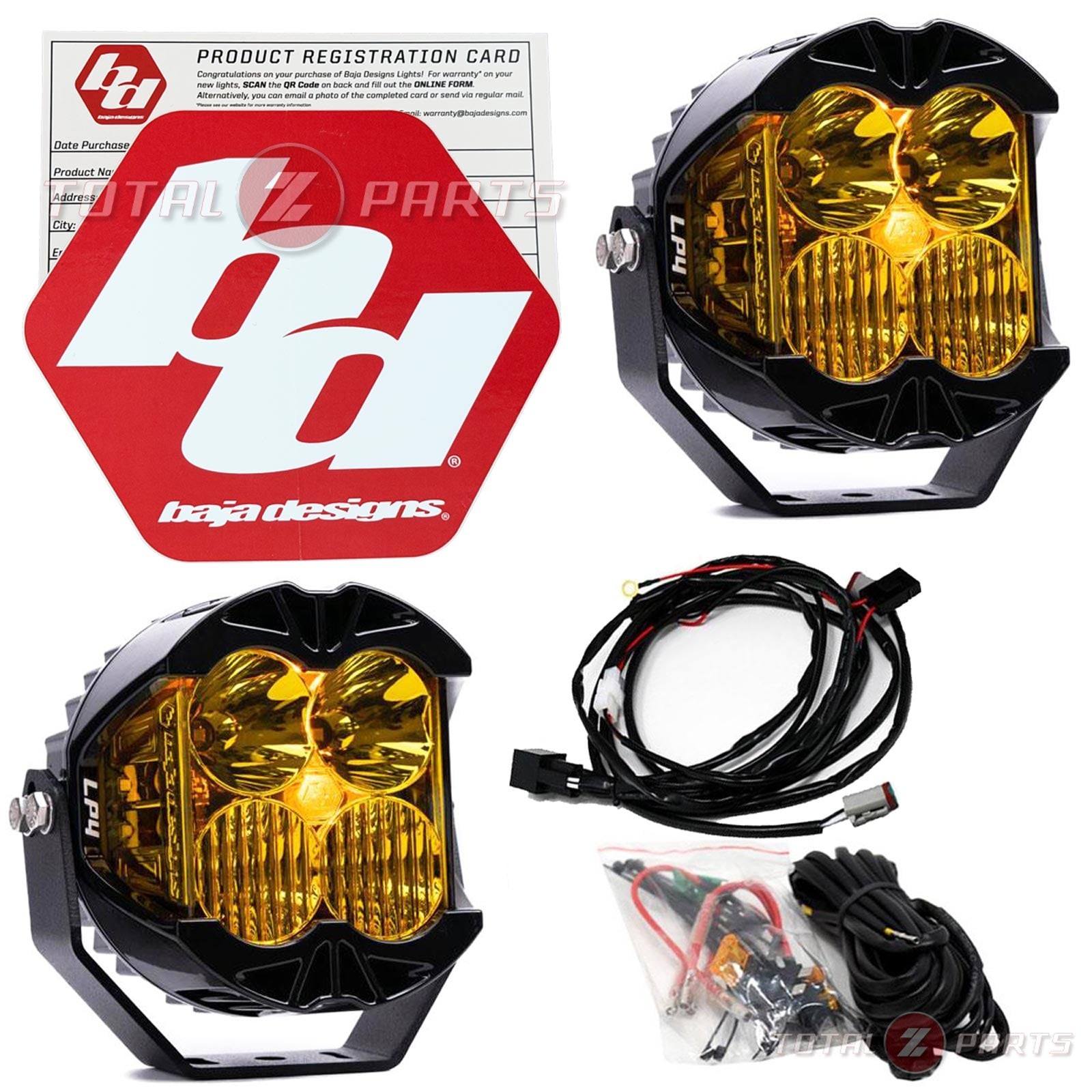 Baja Designs® LP4 Pro Amber Driving/Combo Lights Pair, Wiring, Reflex Actuators