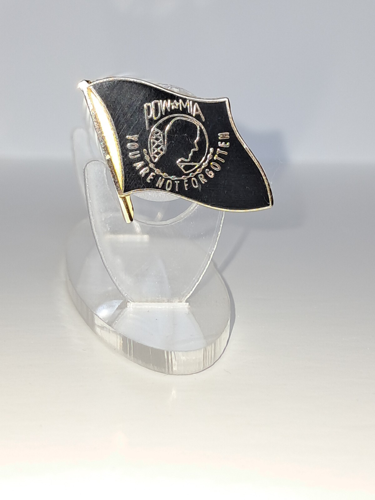 Handgun Firearm Gun Safe Shelf Display Rod - 7/8" POW*MIA Enamel Topper