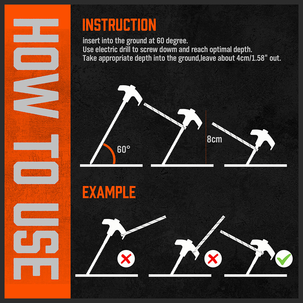 26PC Tent Stakes Pegs Camping Outdoor Steel Metal Nail 4x13FT Rope T Pull Hook